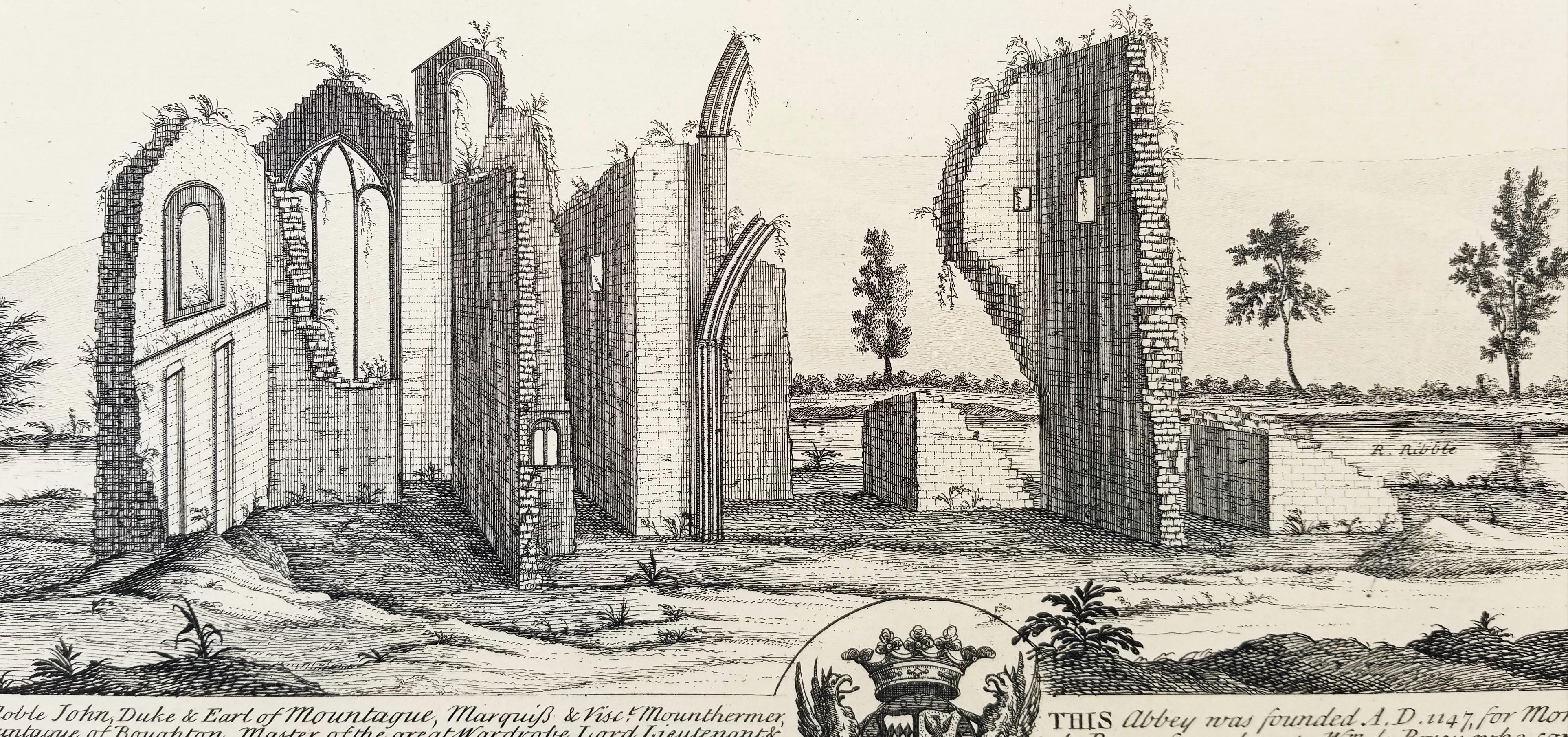 „Knaresborough Castle“ und „Sawley Abbey“ aus „Buck's Antiquities“ /// Britisch  im Angebot 2