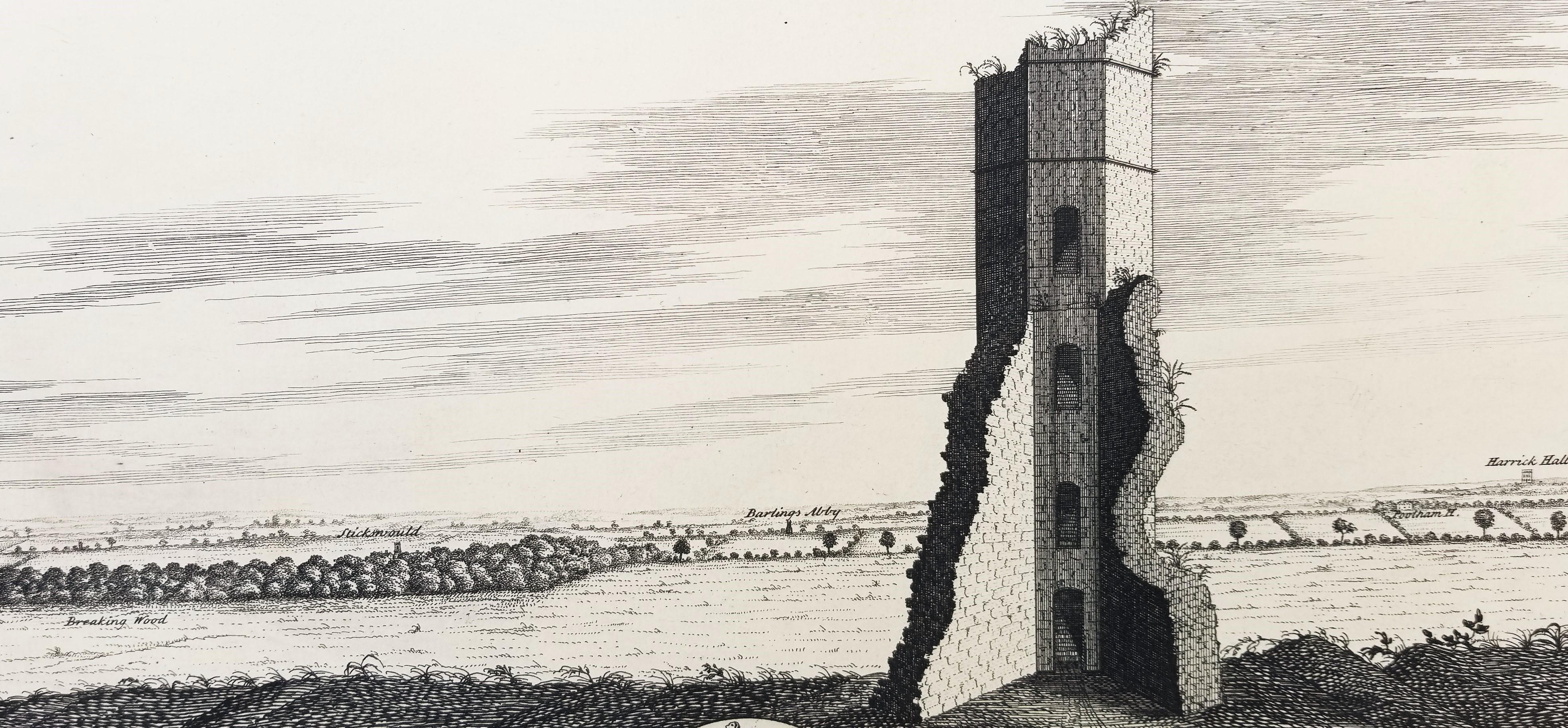« Moore Tower » et « Kirkham Priory » de « Buck's Antiquities » /// Architecture UK - Blanc Landscape Print par Samuel & Nathaniel Buck