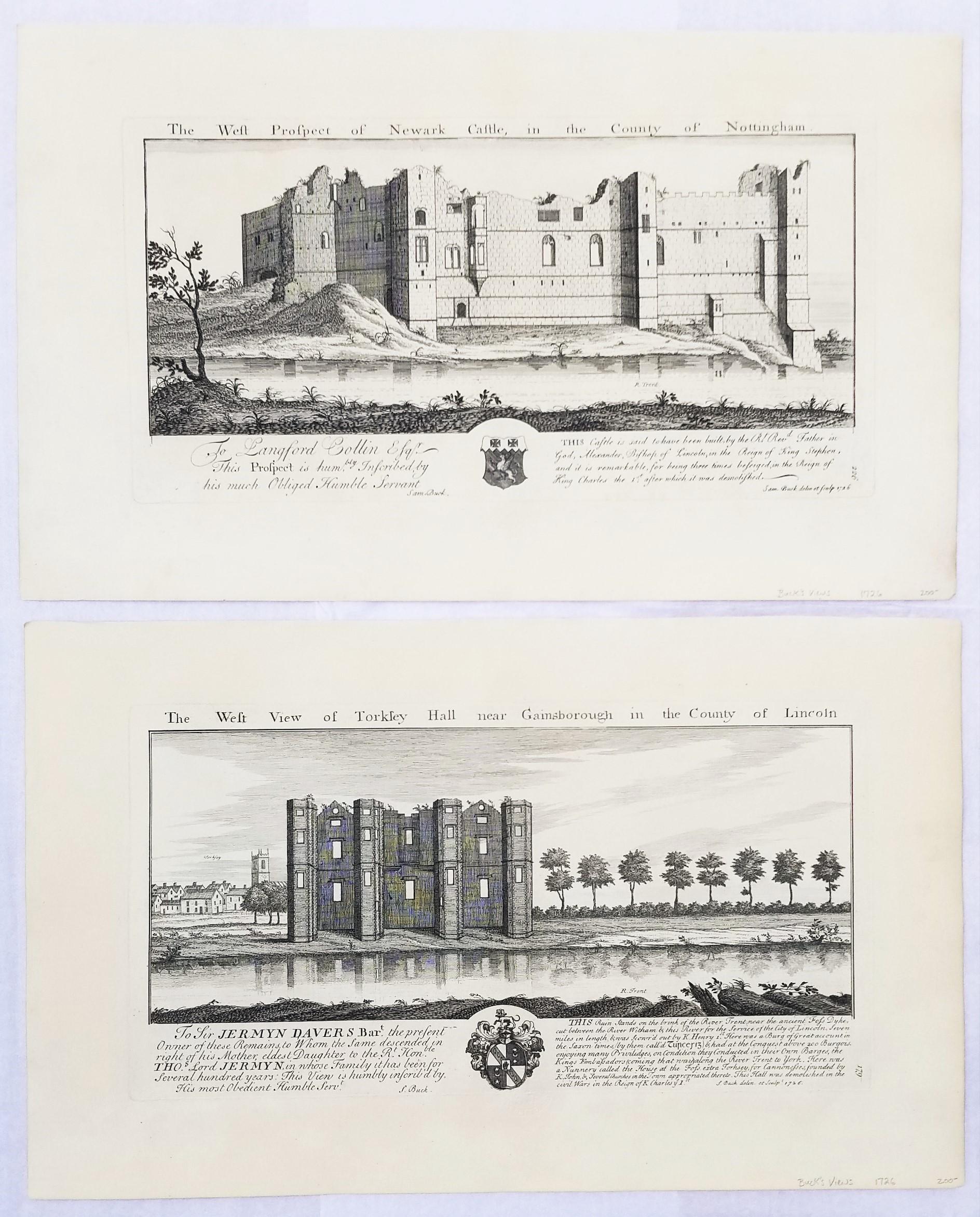 "Torksey Hall" and "Newark Castle" from "Buck's Antiquities" /// Architecture UK