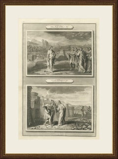 Samuel at Mizpah and Samuel Anoints Saul King, Mortier Bible circa 1700