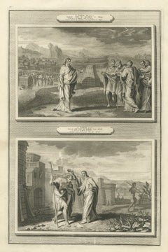 Samuel at Mizpah and Samuel Anoints Saul King, Mortier Bible circa 1700