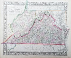 Antique County Map of Virginia and West Virginia /// American Cartography Geography Art