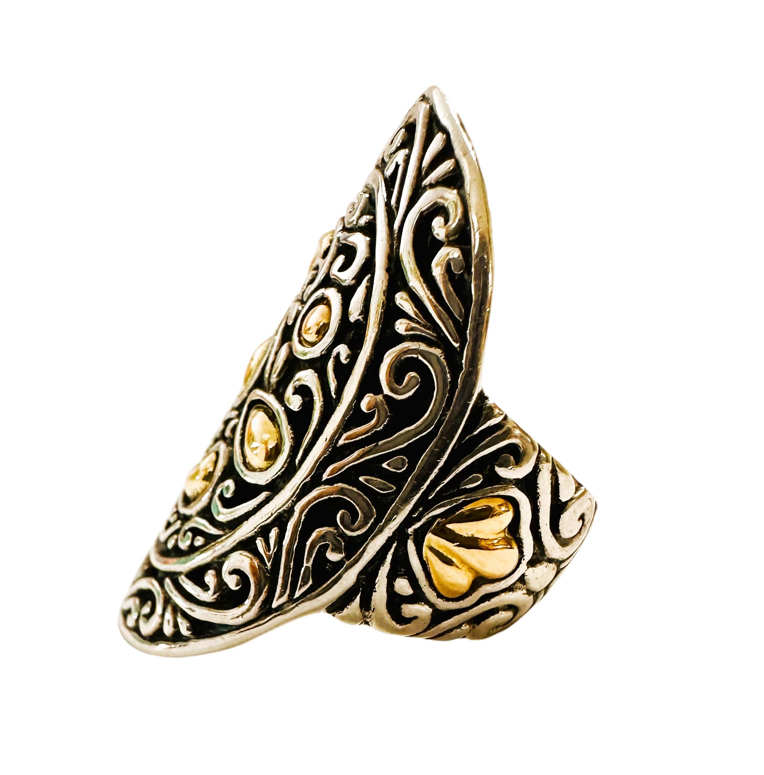 Samuel B 18K Gold 925 Sterlingsilber gehämmerter Kunsthandwerklicher Ring Größe 6,5 im Zustand „Hervorragend“ im Angebot in Eagan, MN