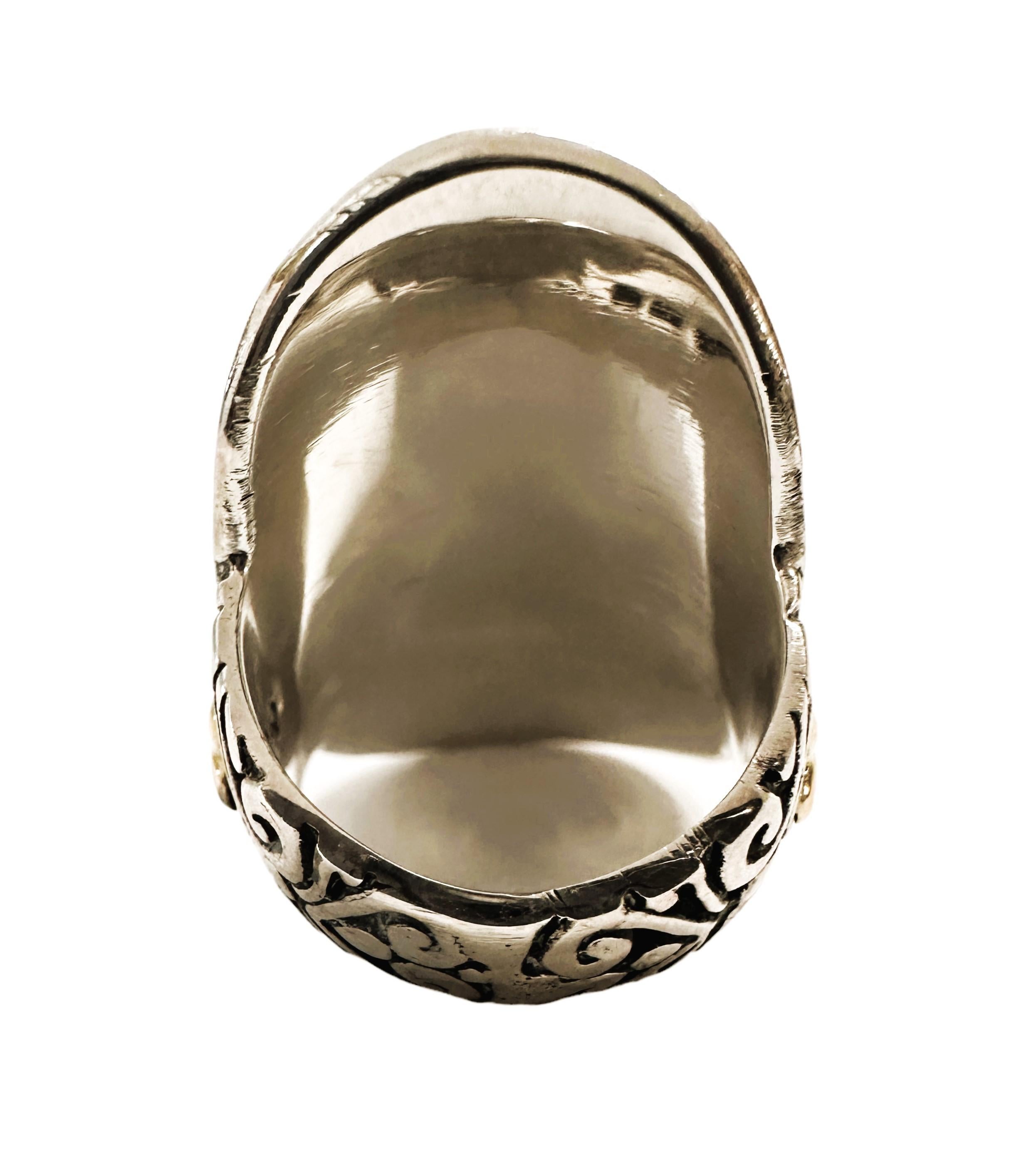 Samuel B 18K Gold 925 Sterling Silver Hammered Artisan Ring Size 6.5 In Excellent Condition For Sale In Eagan, MN