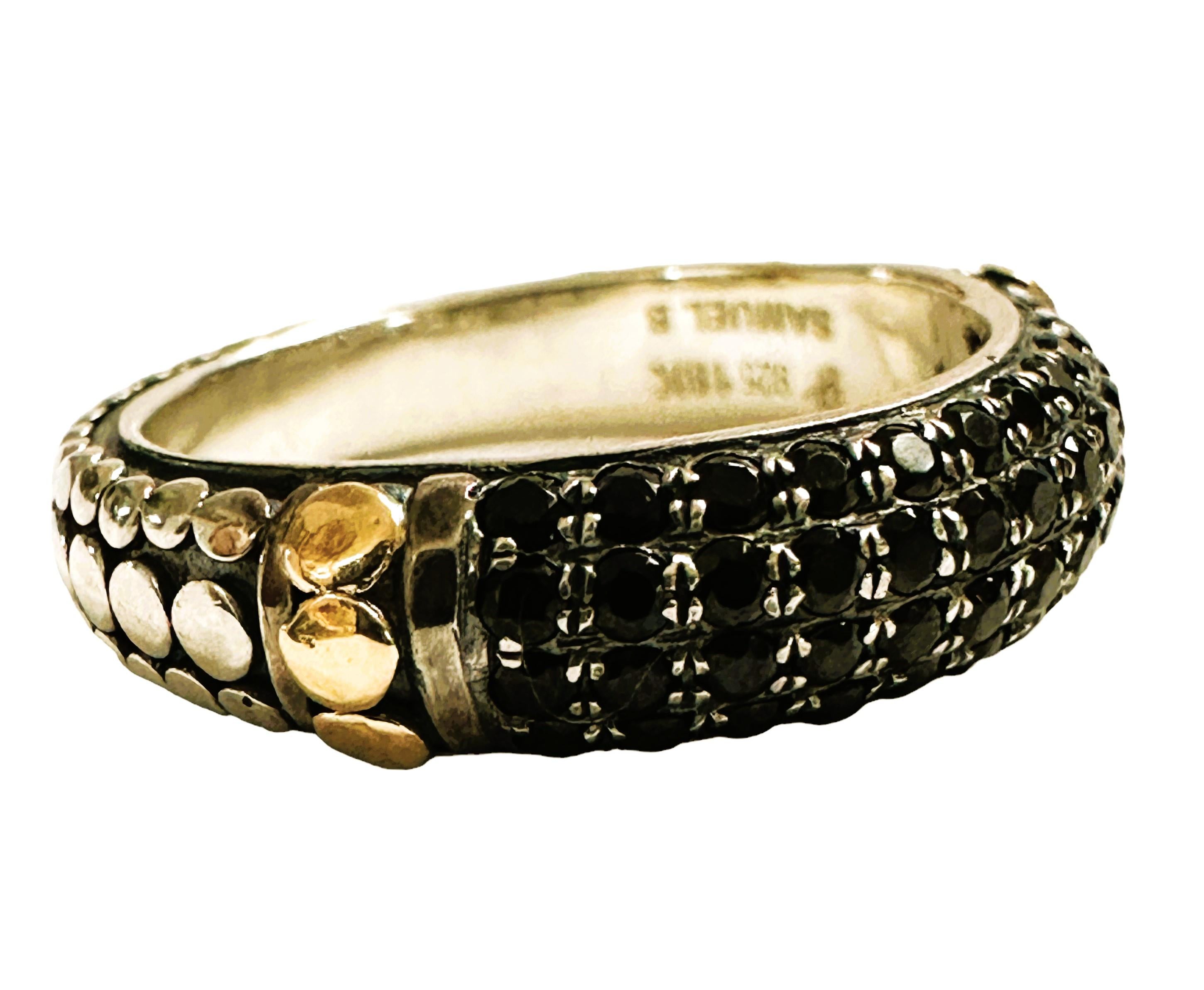 Samuel B 18k & Sterling Silver Black Onyx Ring Size 7 5