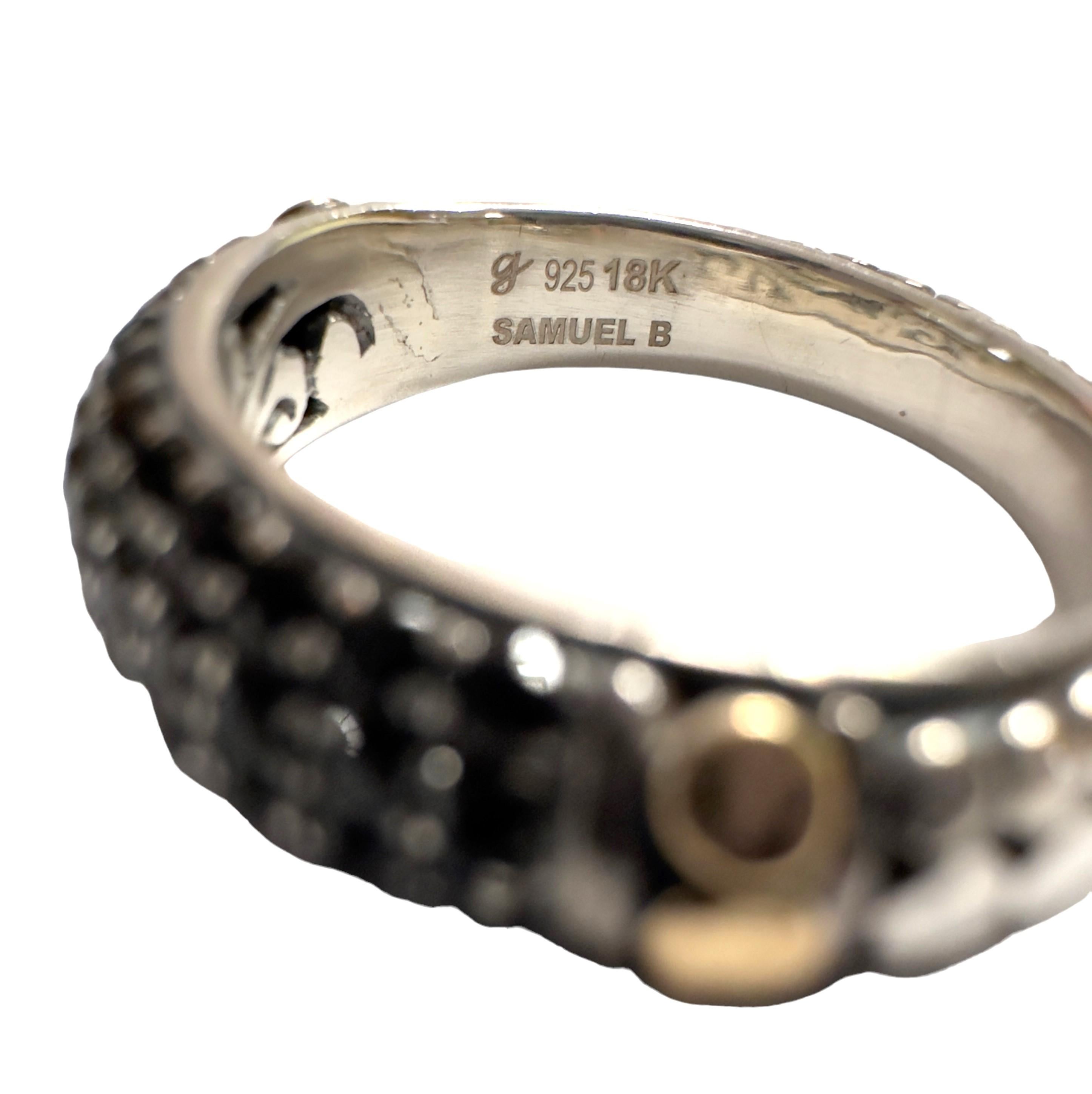 Art Deco Samuel B 18k & Sterling Silver Black Onyx Ring Size 7