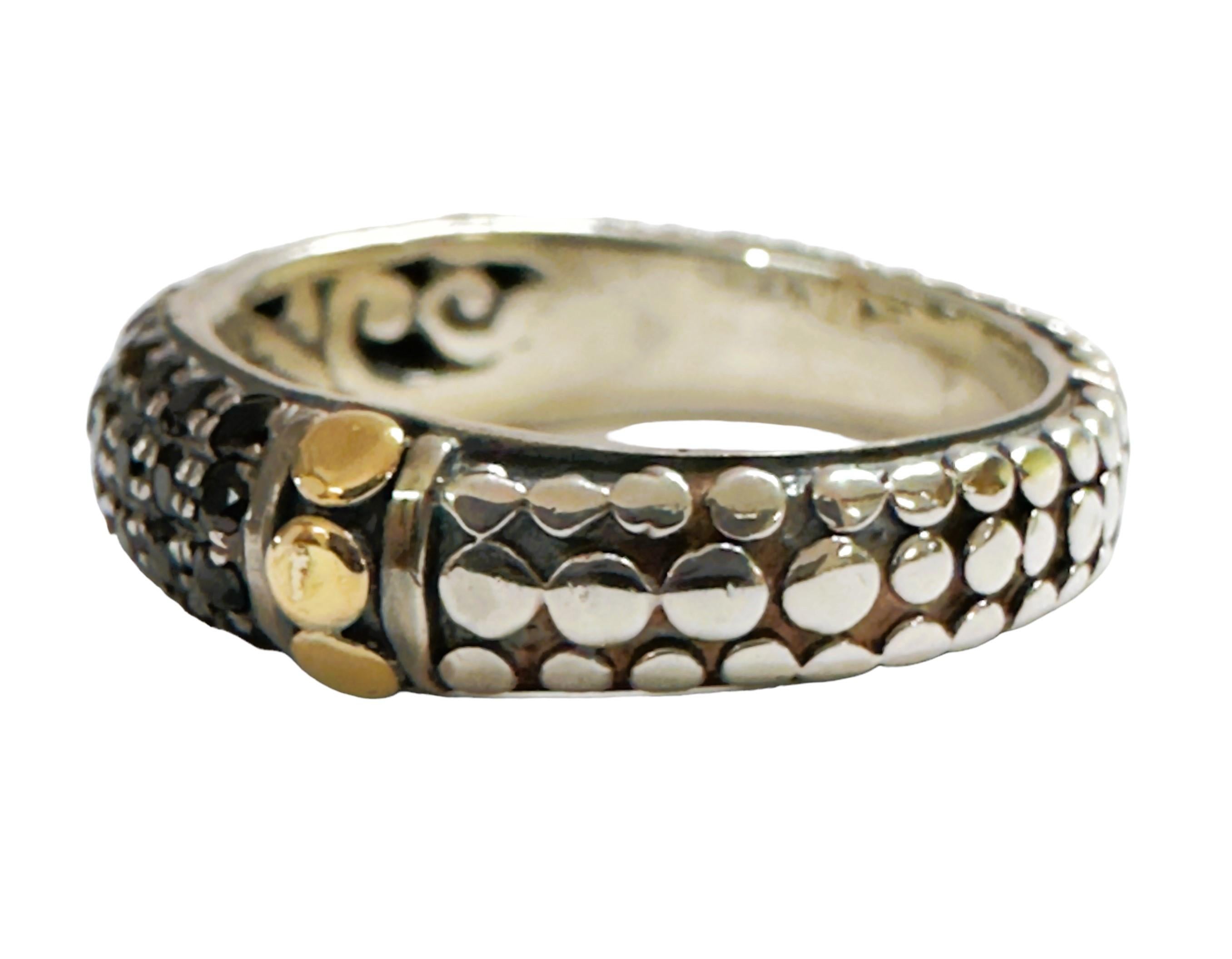 Samuel B 18k & Sterling Silver Black Onyx Ring Size 7 In Excellent Condition In Eagan, MN