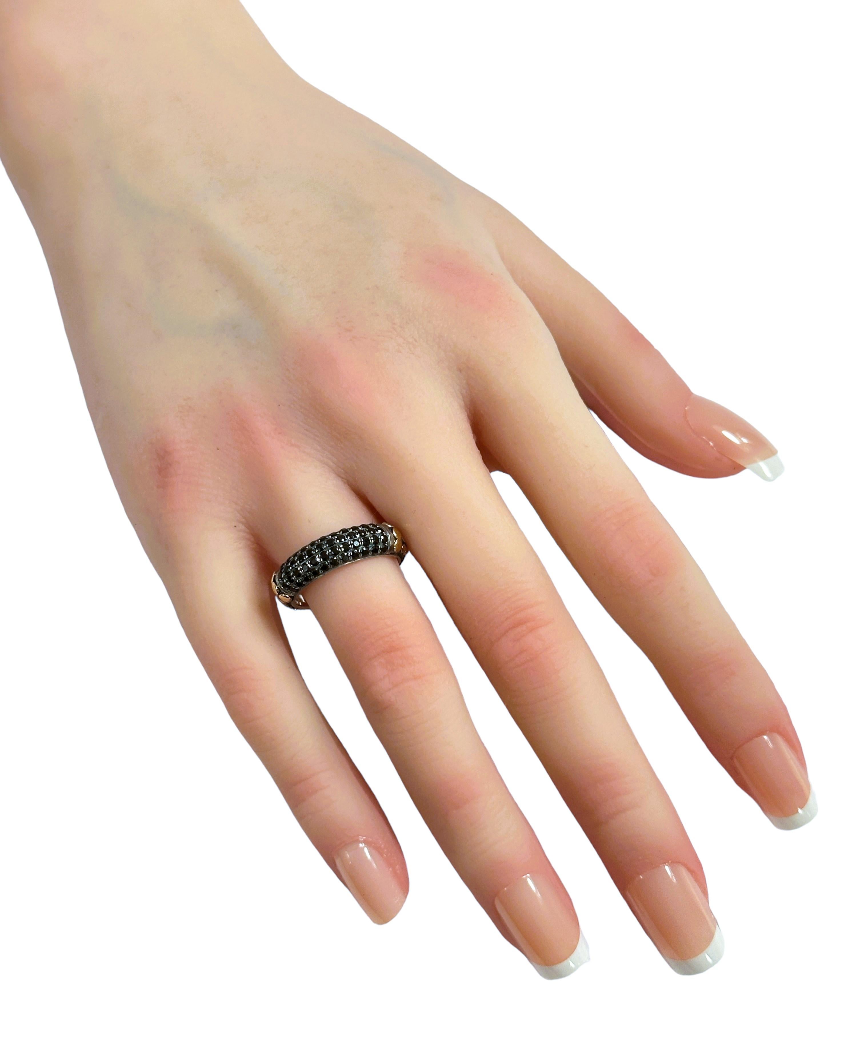 Samuel B 18k & Sterling Silver Black Onyx Ring Size 7 1