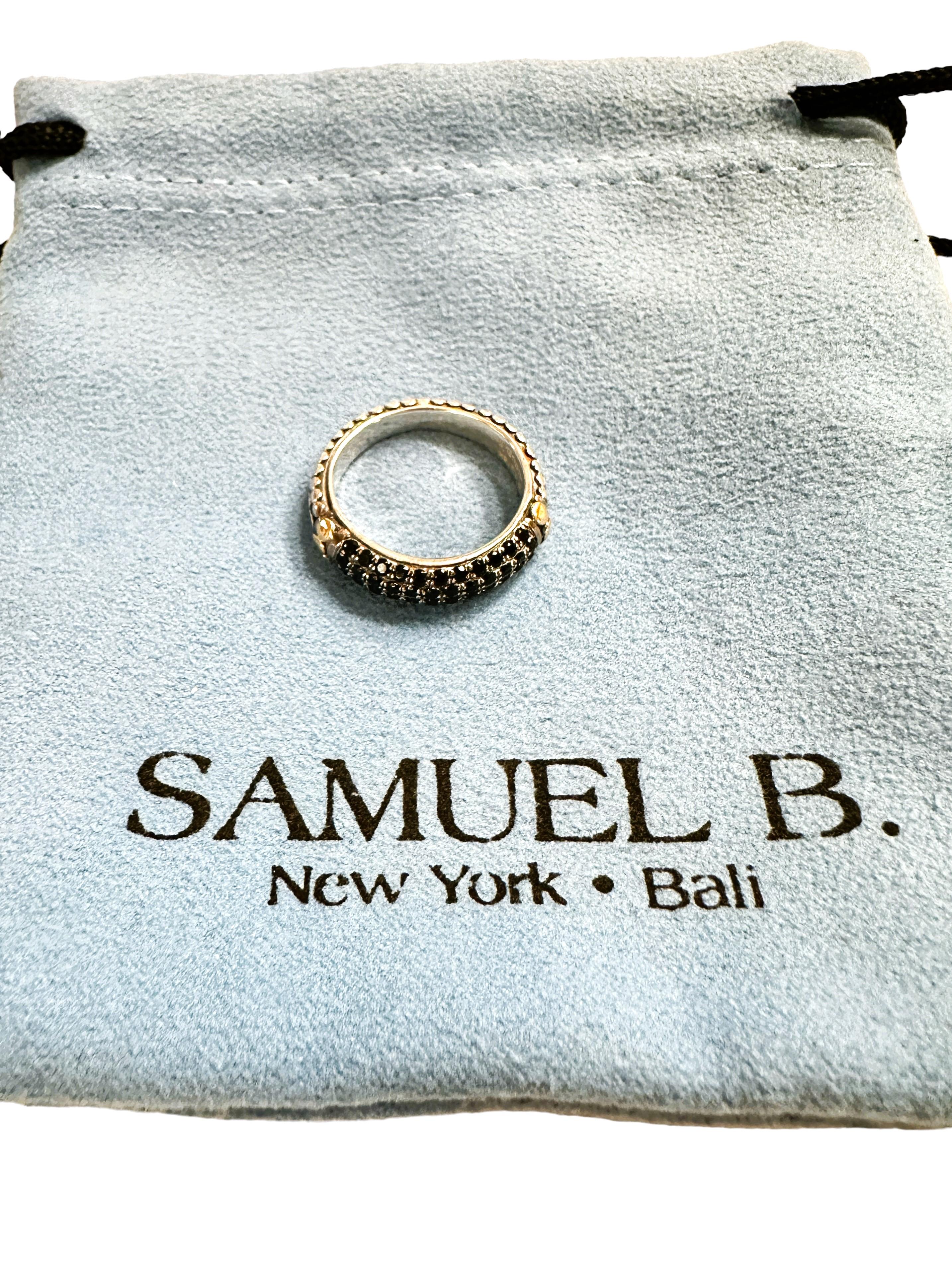 Samuel B 18k & Sterling Silver Black Onyx Ring Size 7 3