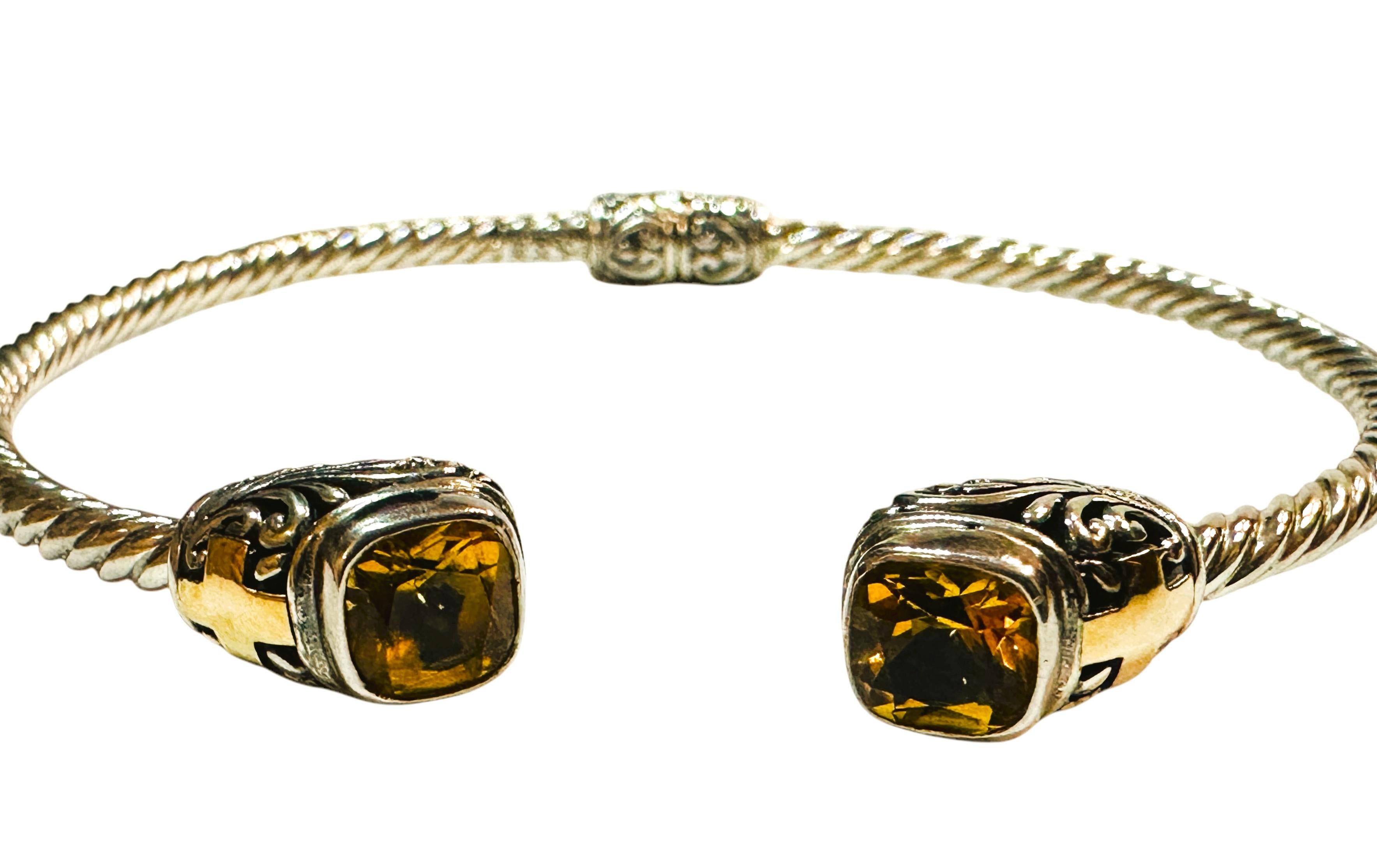 Art Déco Samuel B Bracciale con cerniera in oro 18k e argento sterling con Citrino da 2,90 carati in vendita