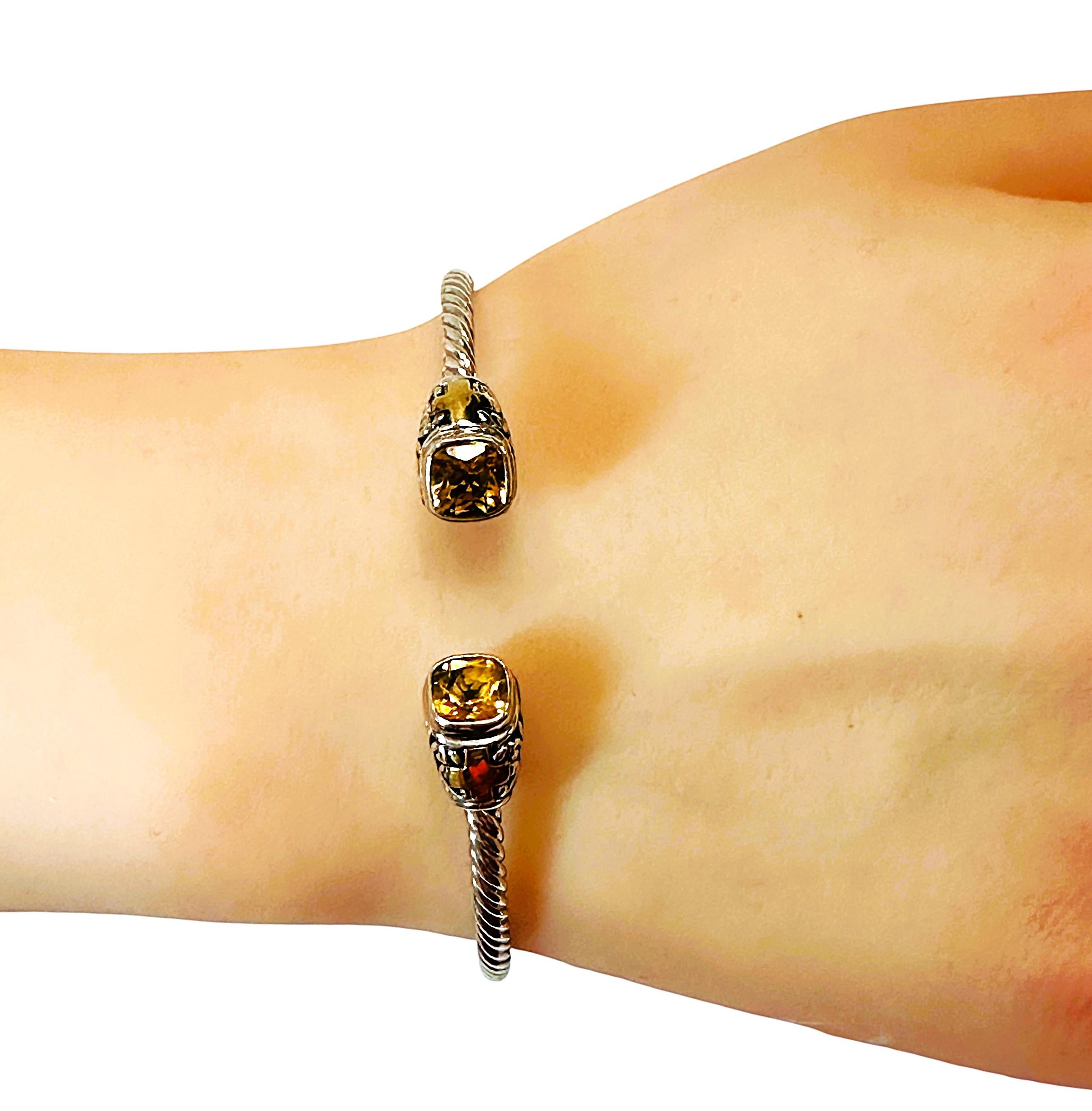 Samuel B Bracciale con cerniera in oro 18k e argento sterling con Citrino da 2,90 carati In condizioni ottime in vendita a Eagan, MN