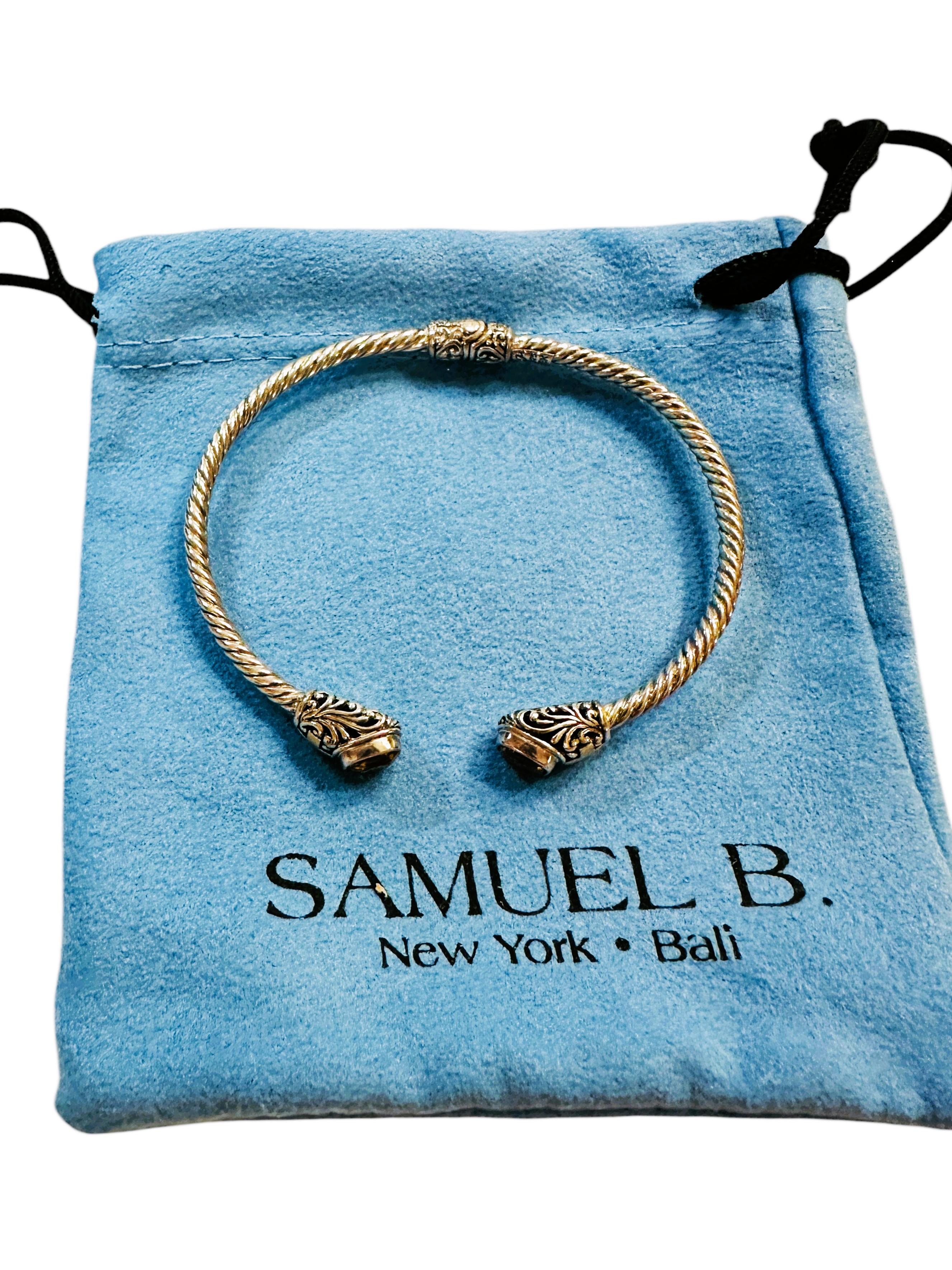 Donna Samuel B Bracciale con cerniera in oro 18k e argento sterling con Citrino da 2,90 carati in vendita