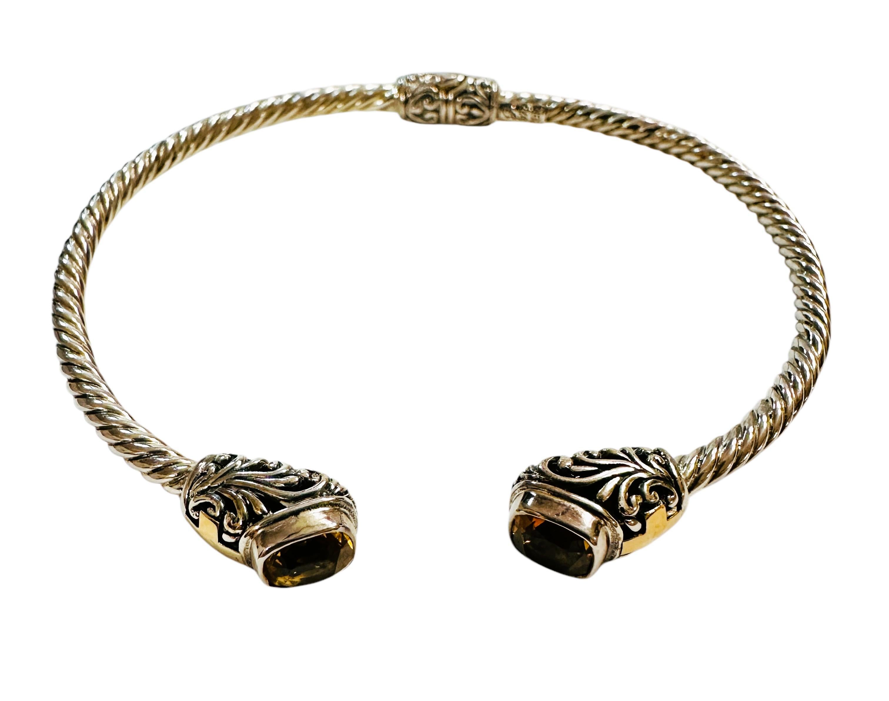 Samuel B Bracciale con cerniera in oro 18k e argento sterling con Citrino da 2,90 carati in vendita 1