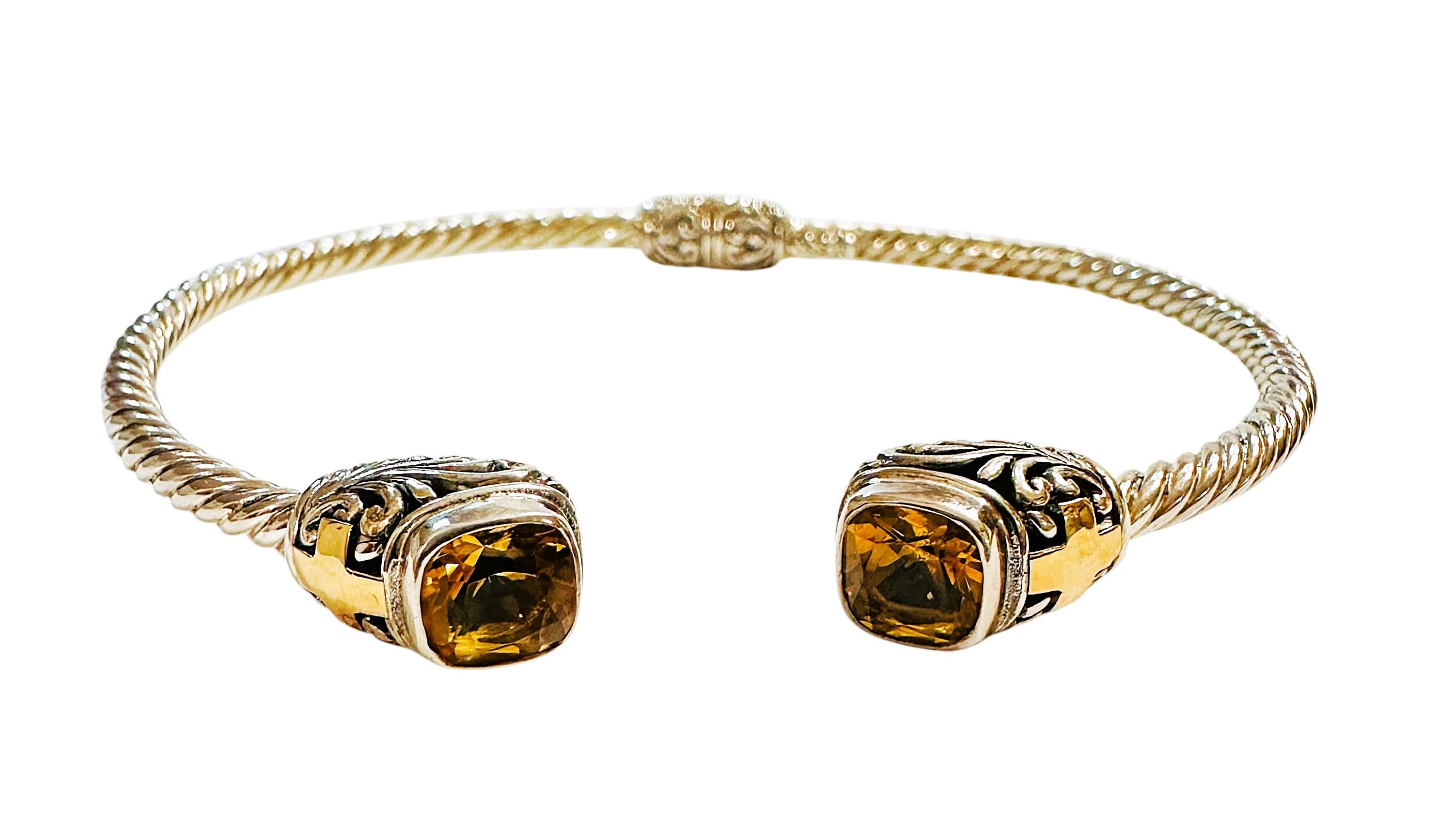 Samuel B Bracciale con cerniera in oro 18k e argento sterling con Citrino da 2,90 carati in vendita 2