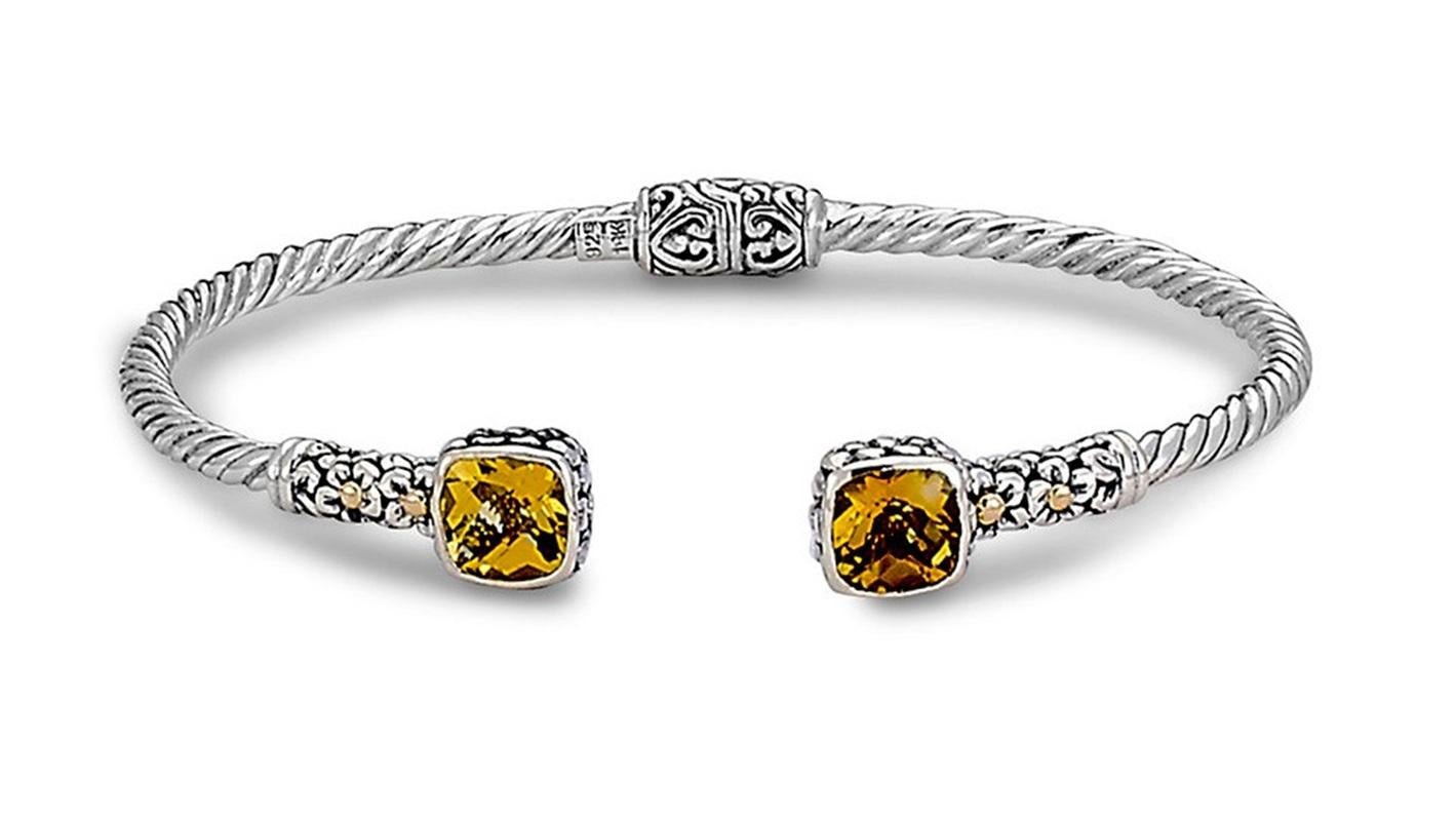 Samuel B Bracciale con cerniera in oro 18k e argento sterling con Citrino da 2,90 carati in vendita 3