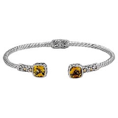 Samuel B Pulsera con bisagra de oro de 18 quilates y plata de ley con 2,90 ct de citrino
