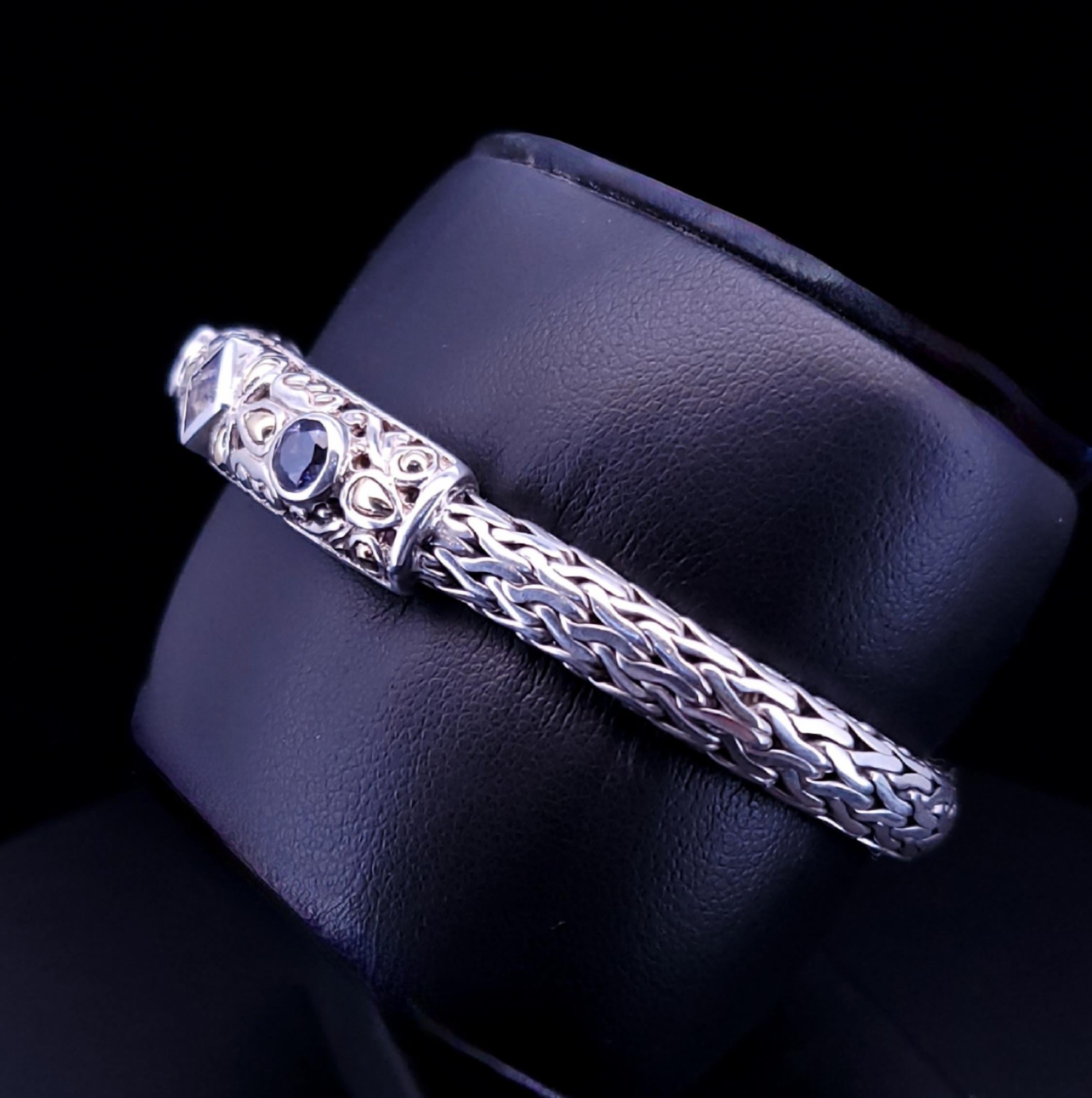 Samuel B Behnam  925 Sterling Silver 18k Yellow Gold Tanzanite bracelet For Sale 2