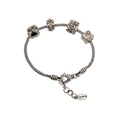 Samuel B Benham BJC Sterling Silver 18K Slide Charm Wheat Bracelet #14518