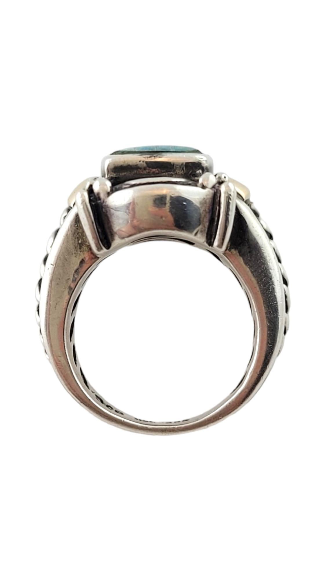 Square Cut Samuel B Sterling Silver & 14K Yellow Gold Mosaic Opal Ring Size 5.5 #17850 For Sale
