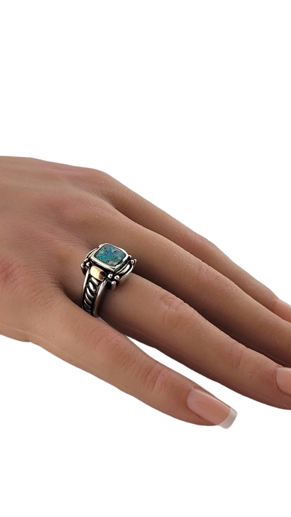 Samuel B Sterling Silver & 14K Yellow Gold Mosaic Opal Ring Size 5.5 #17850 For Sale 1
