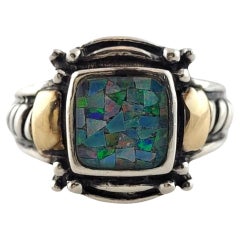 Samuel B Sterling Silver & 14K Yellow Gold Mosaic Opal Ring Size 5.5 #17850