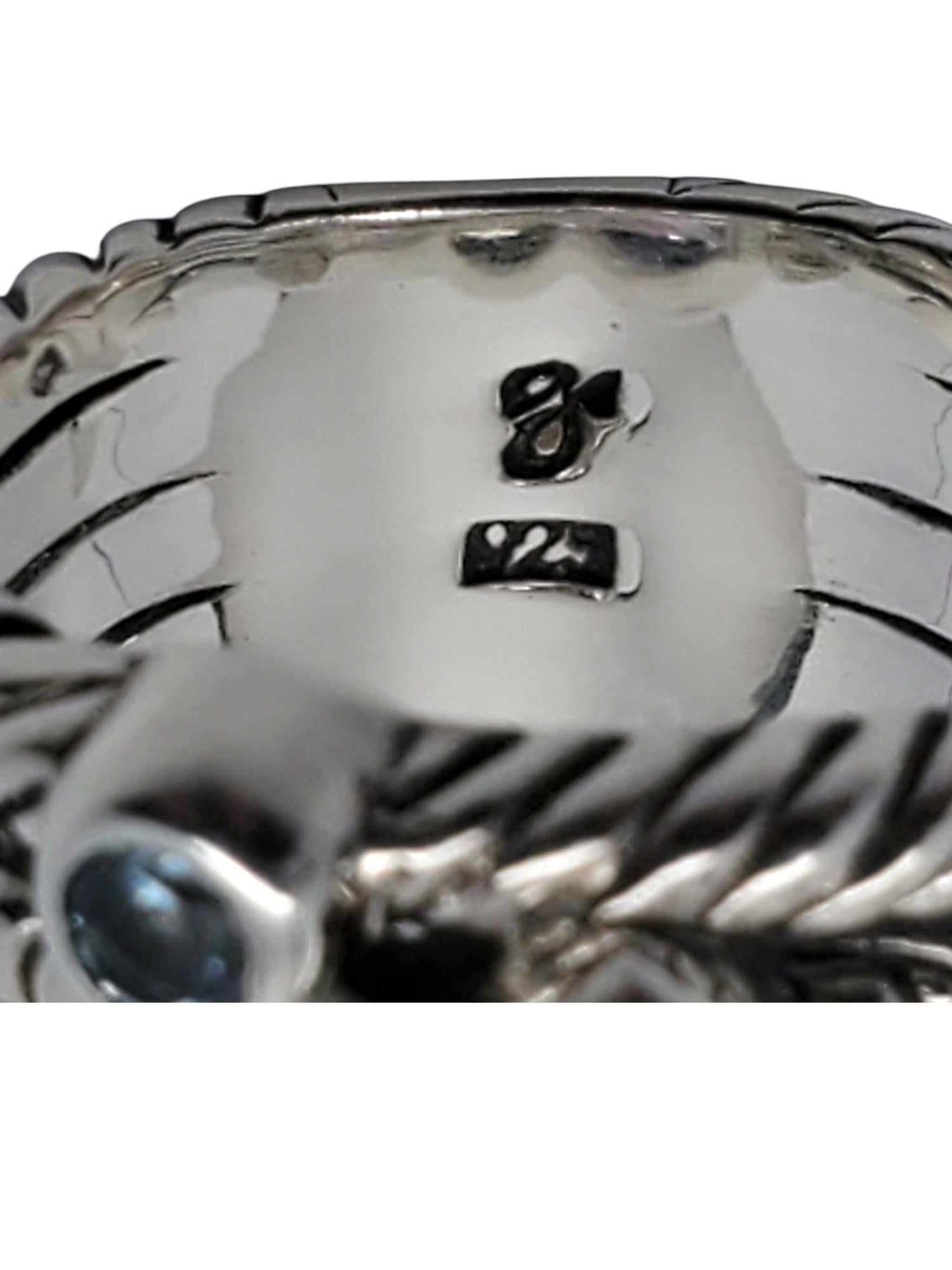 Women's Samuel B Sterling Silver Multi-Stone Ring Wide Band Size 6 # 20232 For Sale