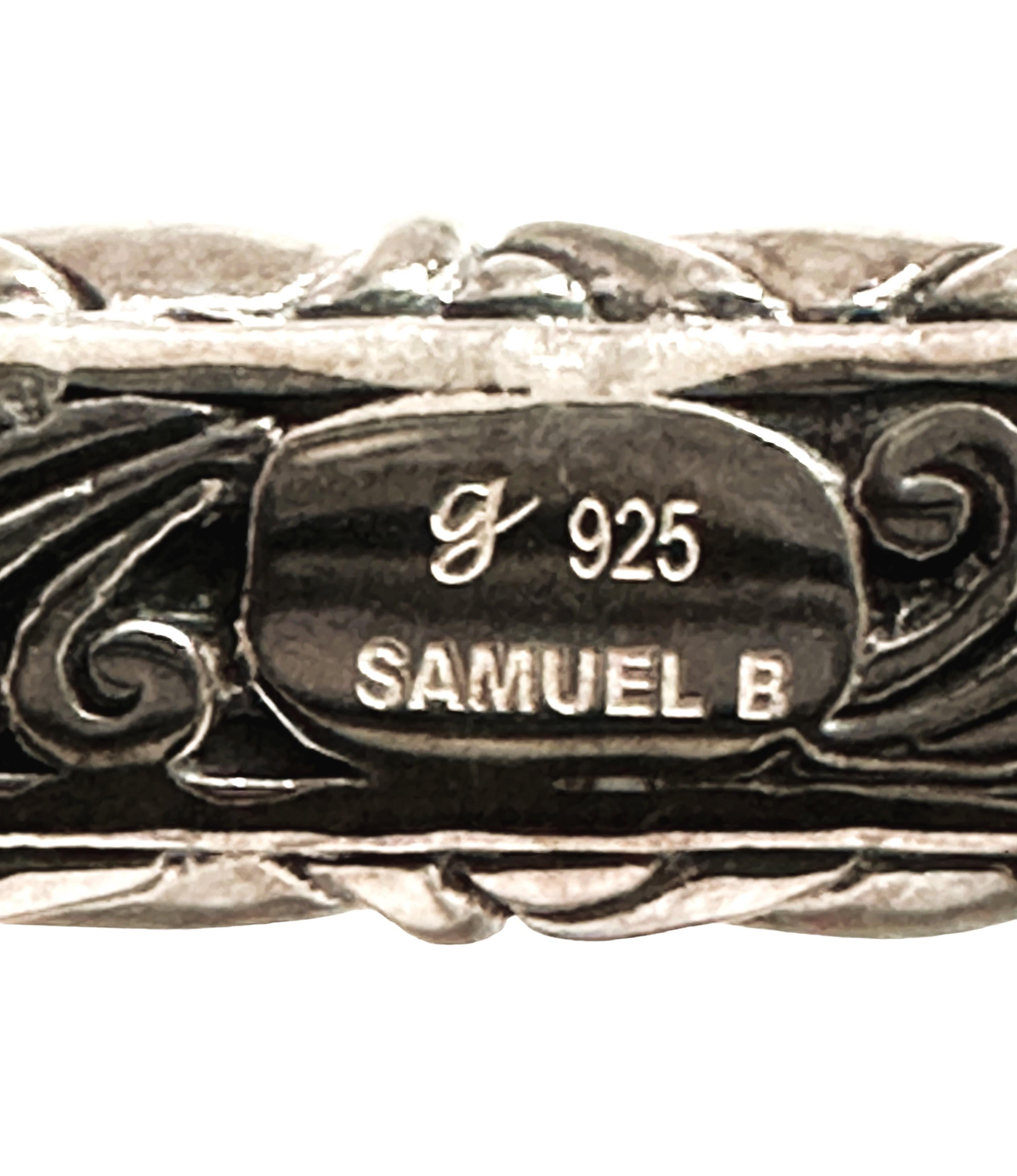 Art Deco Samuel B Sterling Silver Flexible Bangle Bracelet 7.25 Inches For Sale