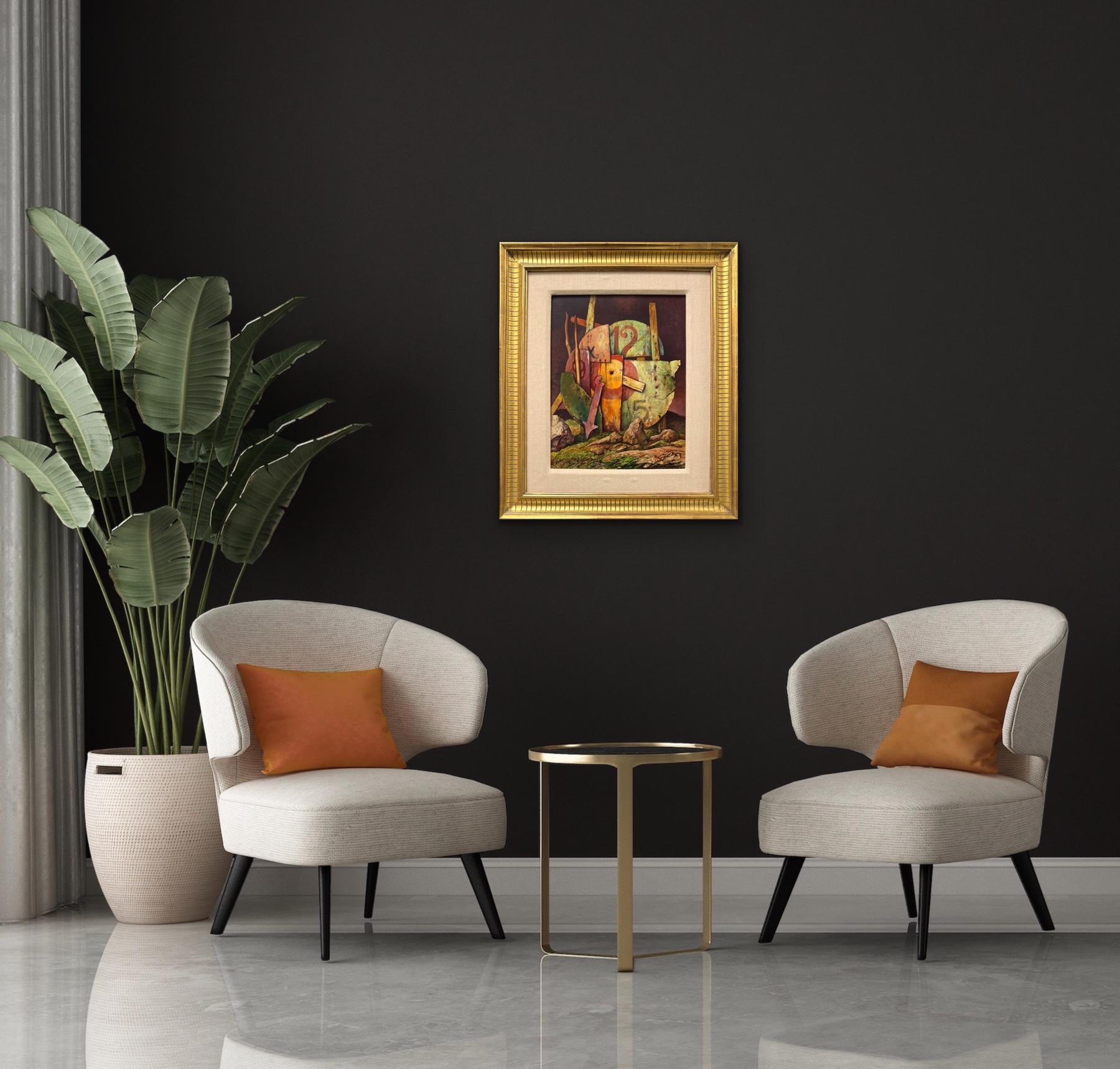 Pièce d'horlogerie - Marron Still-Life Painting par Samuel Bak