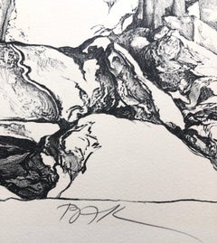 Samuel Bak Surrealist Lithograph Israeli Bezalel Artist Judaica Candlesticks