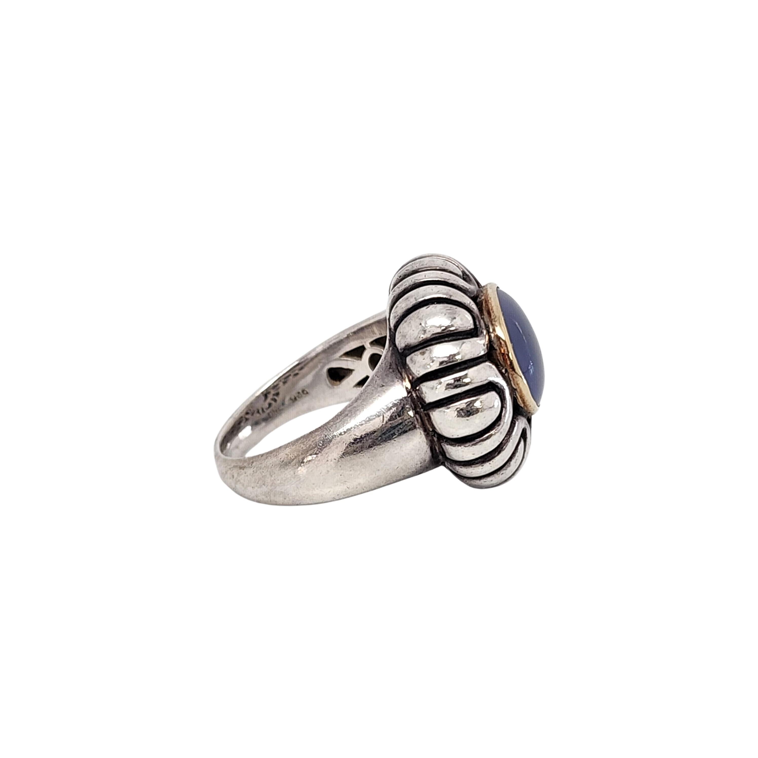 Samuel Benham BJC Ster Silv 18K Yellow Gold Accent Chalcedony Ring Size 7 #14199 In Good Condition In Washington Depot, CT