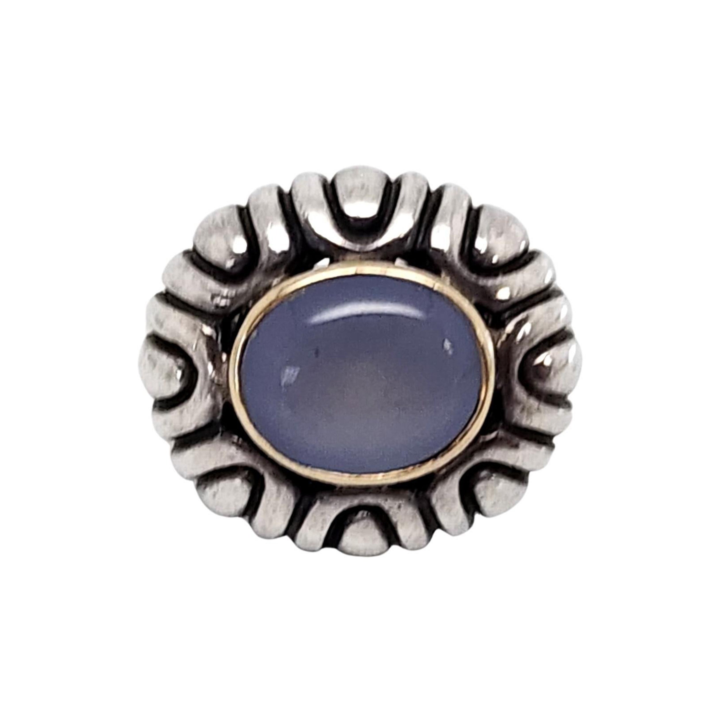 Samuel Benham BJC Ster Silv 18K Gelbgold Akzent Chalcedon Ring Größe 7 #14199