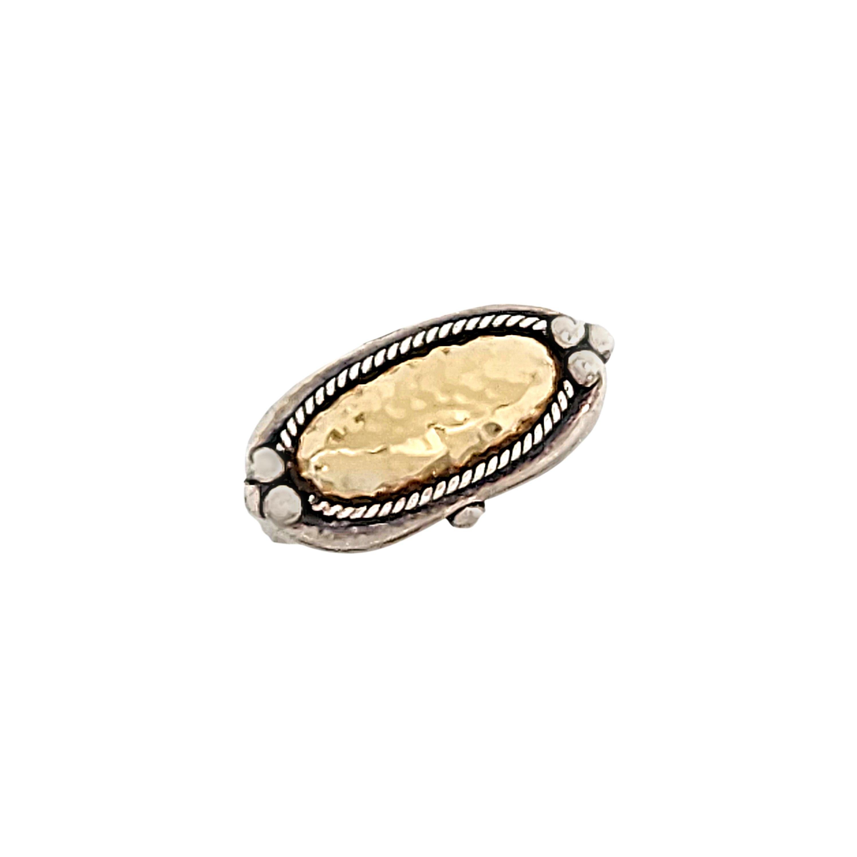 Samuel Benham BJC Sterling 18K Yellow Gold Hammered Oval Ring Size 7 #14753 For Sale 1