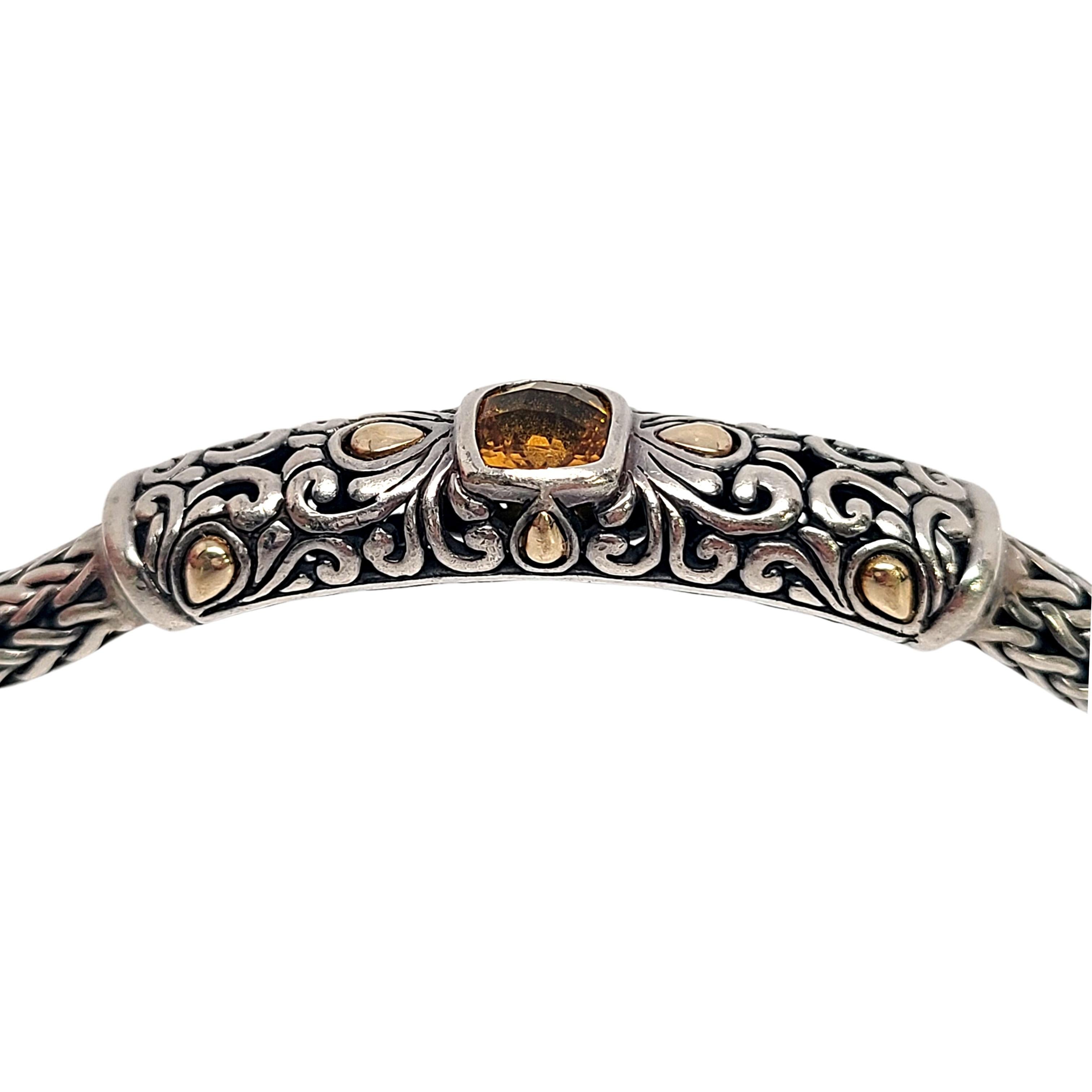 Samuel Benham BJC Sterling Silver 18K Gold Plated Accent Citrine Woven Bracelet In Good Condition In Washington Depot, CT