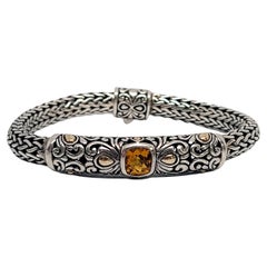 Samuel Benham BJC Bracelet tissé en argent sterling plaqué or 18 carats avec citrine d'accentuation