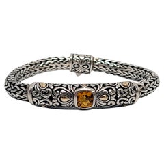 Samuel Benham BJC Sterling Silver 18K Gold Plated Accent Citrine Woven Bracelet