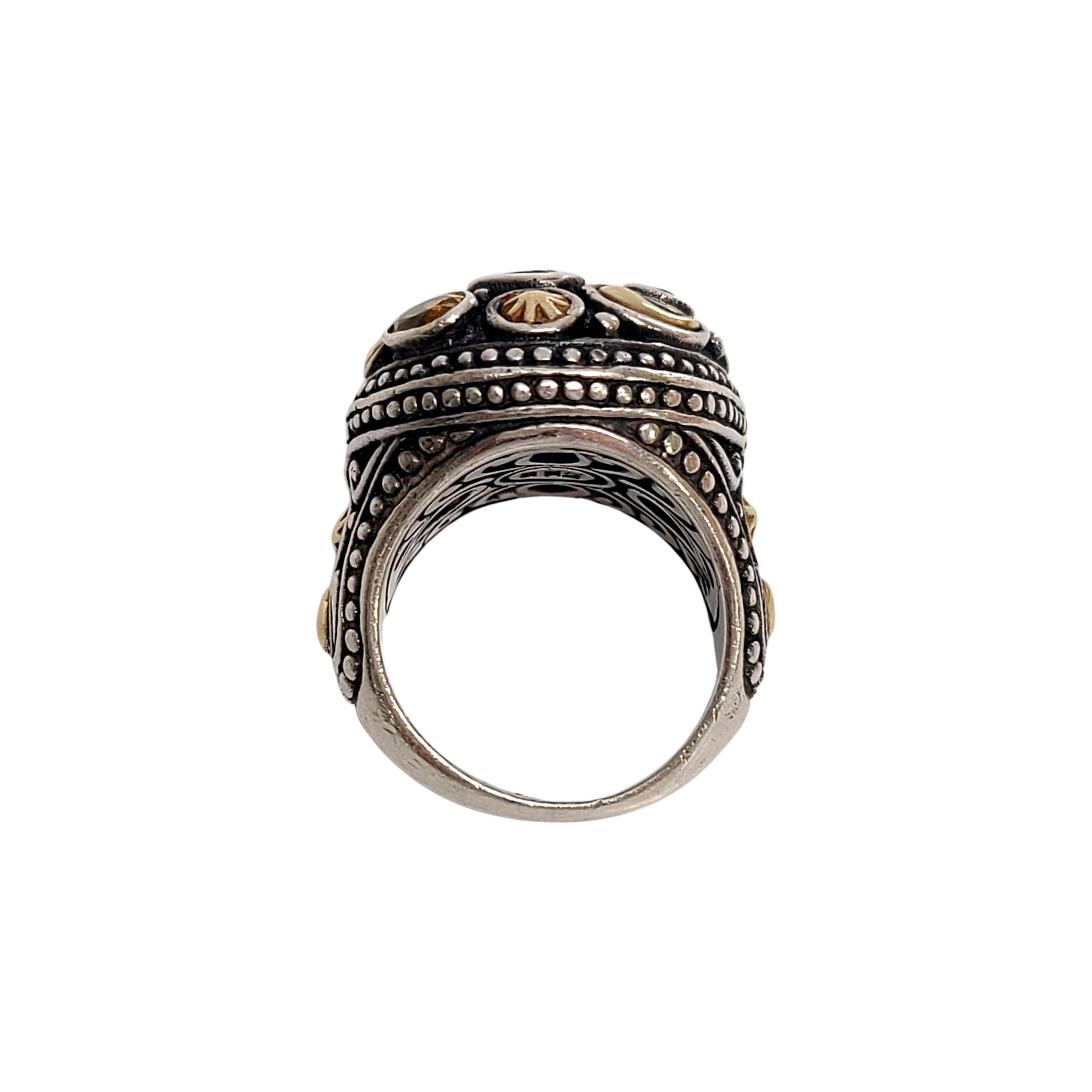 Samuel Benham BJC Sterling Silver 18K Plated Multi Gemstone Ring In Good Condition For Sale In Washington Depot, CT