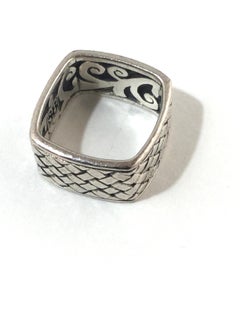 Samuel Benham BJC Sterling Silver Basketweave Square Ring