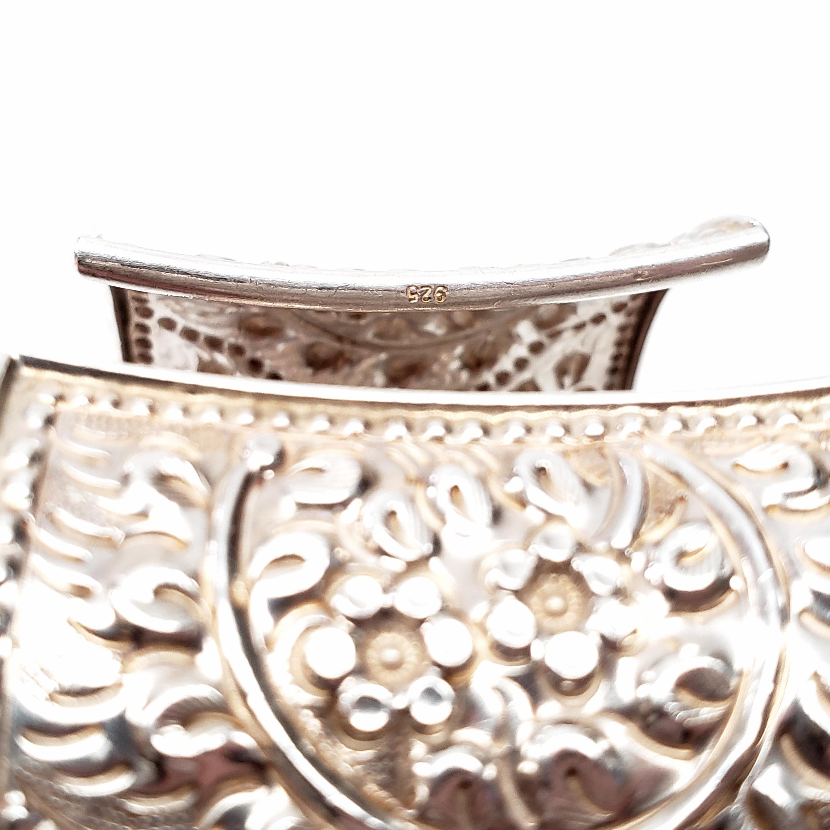 Samuel Benham BJC Sterling Silver Wide Floral Cuff Bracelet 1