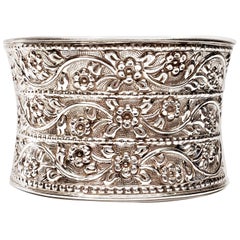 Samuel Benham BJC Sterling Silver Wide Floral Cuff Bracelet