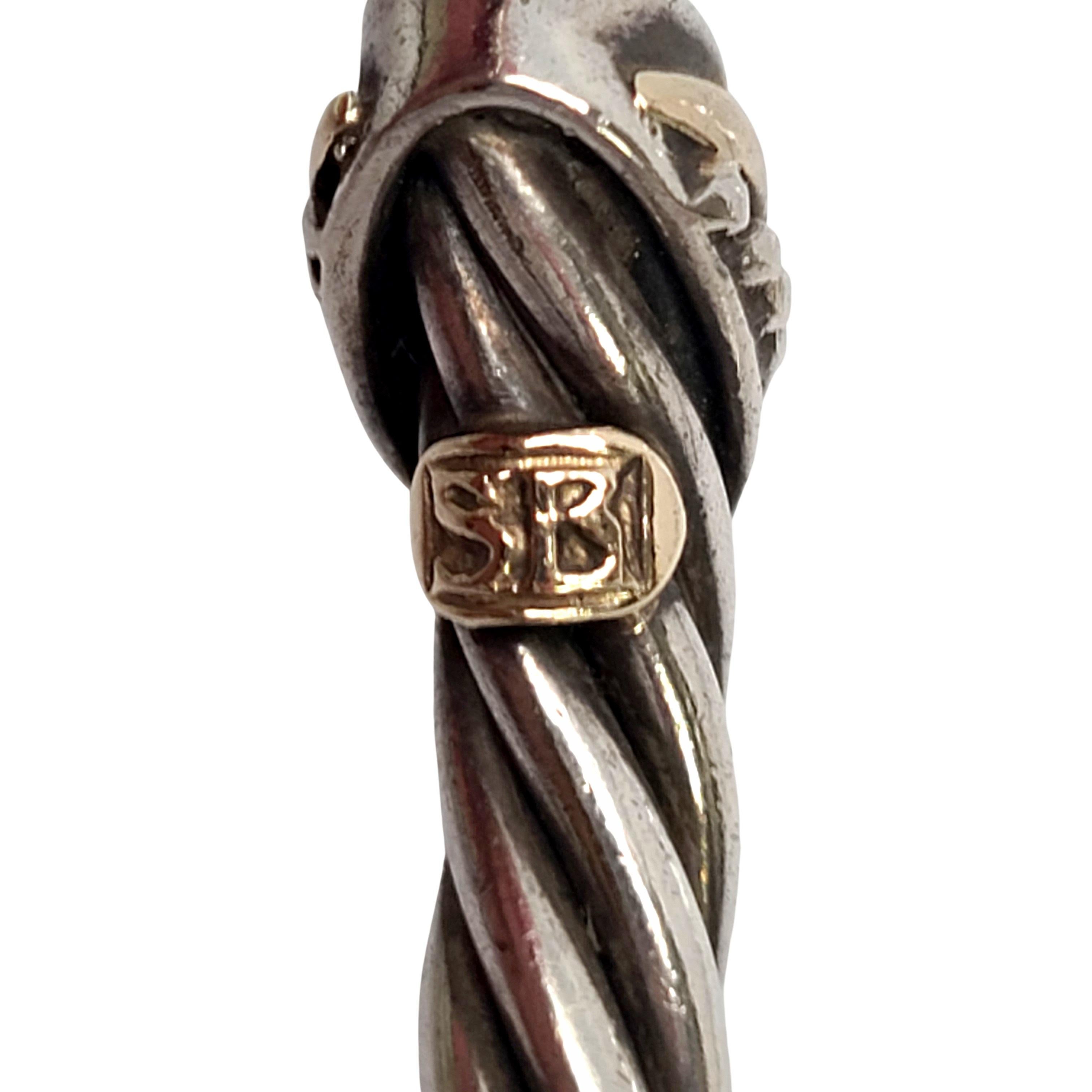 Samuel Benham SB Sterling Silver 14K Plated Peridot Hinged Cuff Bracelet 3