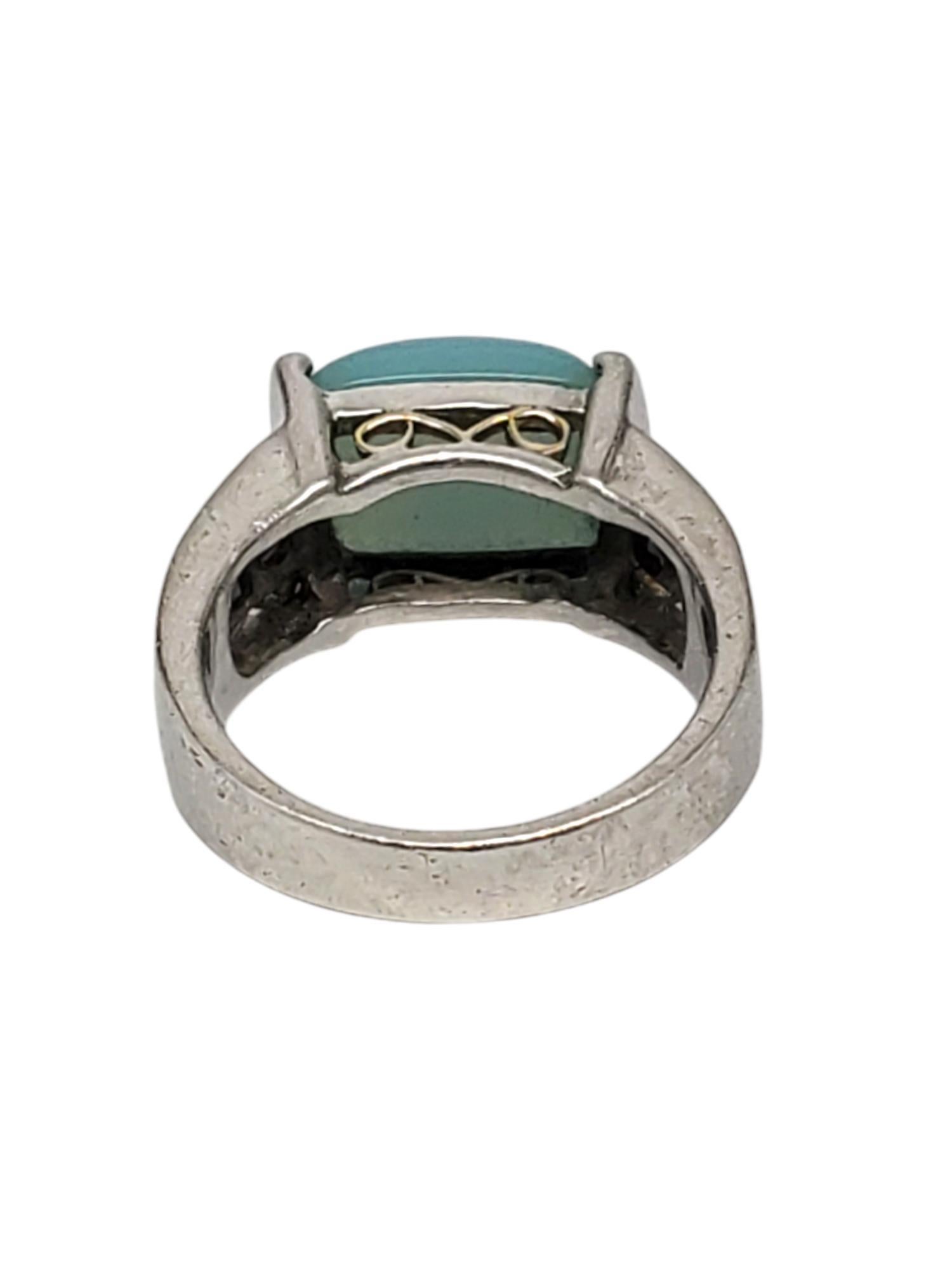 Mixed Cut Samuel Benham Sterling Silver & 14K Gold Plate Chalcedony Ring Size 7.25 #20843 For Sale