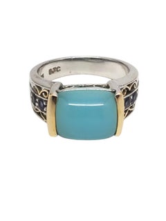 Samuel Benham, bague en argent sterling et plaqué or 14 carats avec calcédoine, taille 7,25 n°20843
