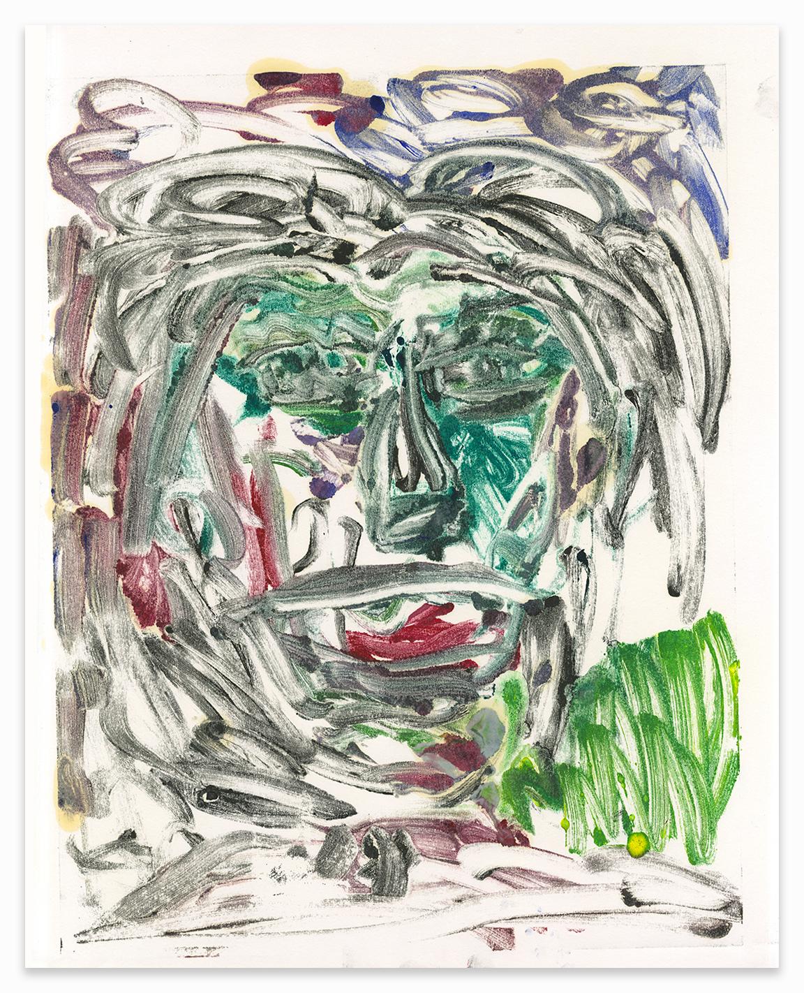 Face 1 - monotype - Painting by Samuel Bloch
