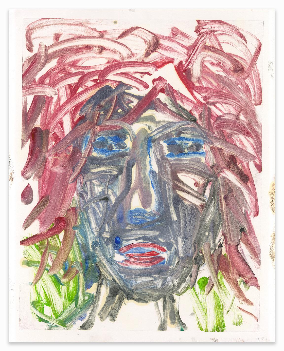 Samuel Bloch Figurative Painting - Face 6 - monotype