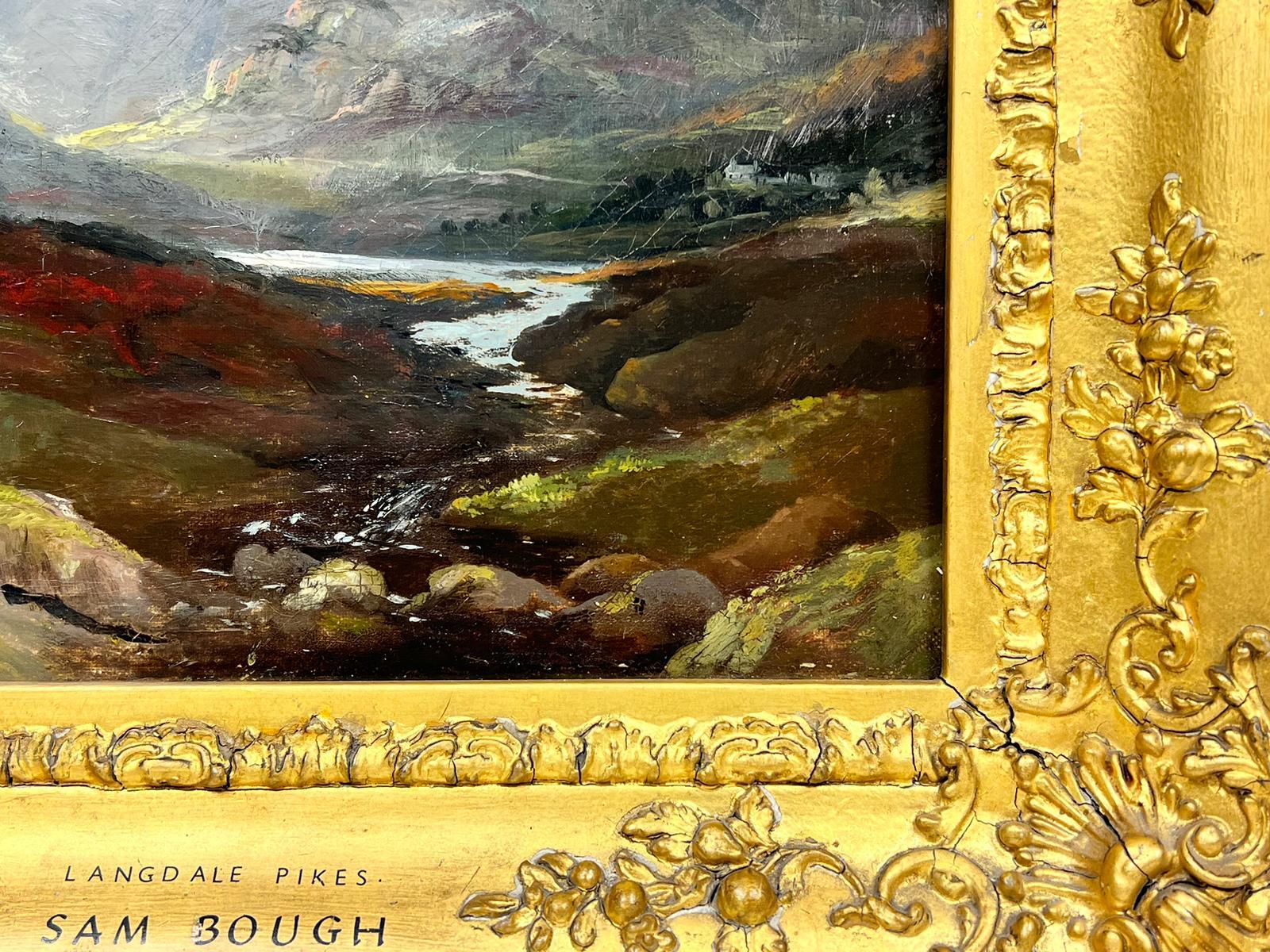 Fine Mid 19th Century Oil Majestic Lake District Mountain Valley Landscape  - Victorian Painting by Samuel Bough