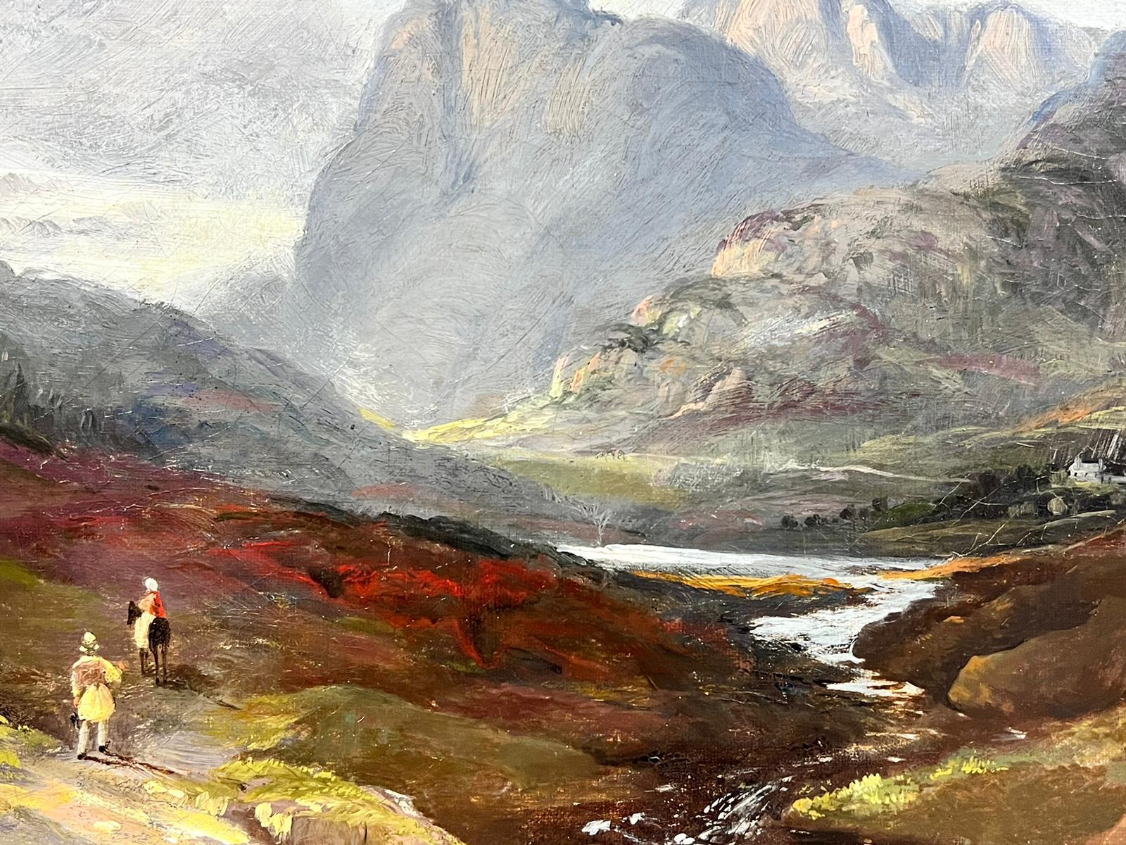Pregevole olio della metà del 19° secolo che raffigura un maestoso paesaggio montano del distretto dei laghi - Painting Vittoriano di Samuel Bough