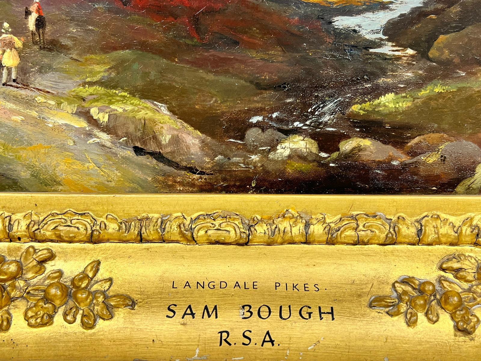 Langdale Pikes, Lake District 
English School, metà del XIX secolo 
Circolo di Samuel Bough, RSA (britannico, 1822-1878)
olio su tela, incorniciato
incorniciato: 12 x 15 pollici
tela: 9 x 11 pollici
provenienza: collezione privata, Inghilterra 
Il