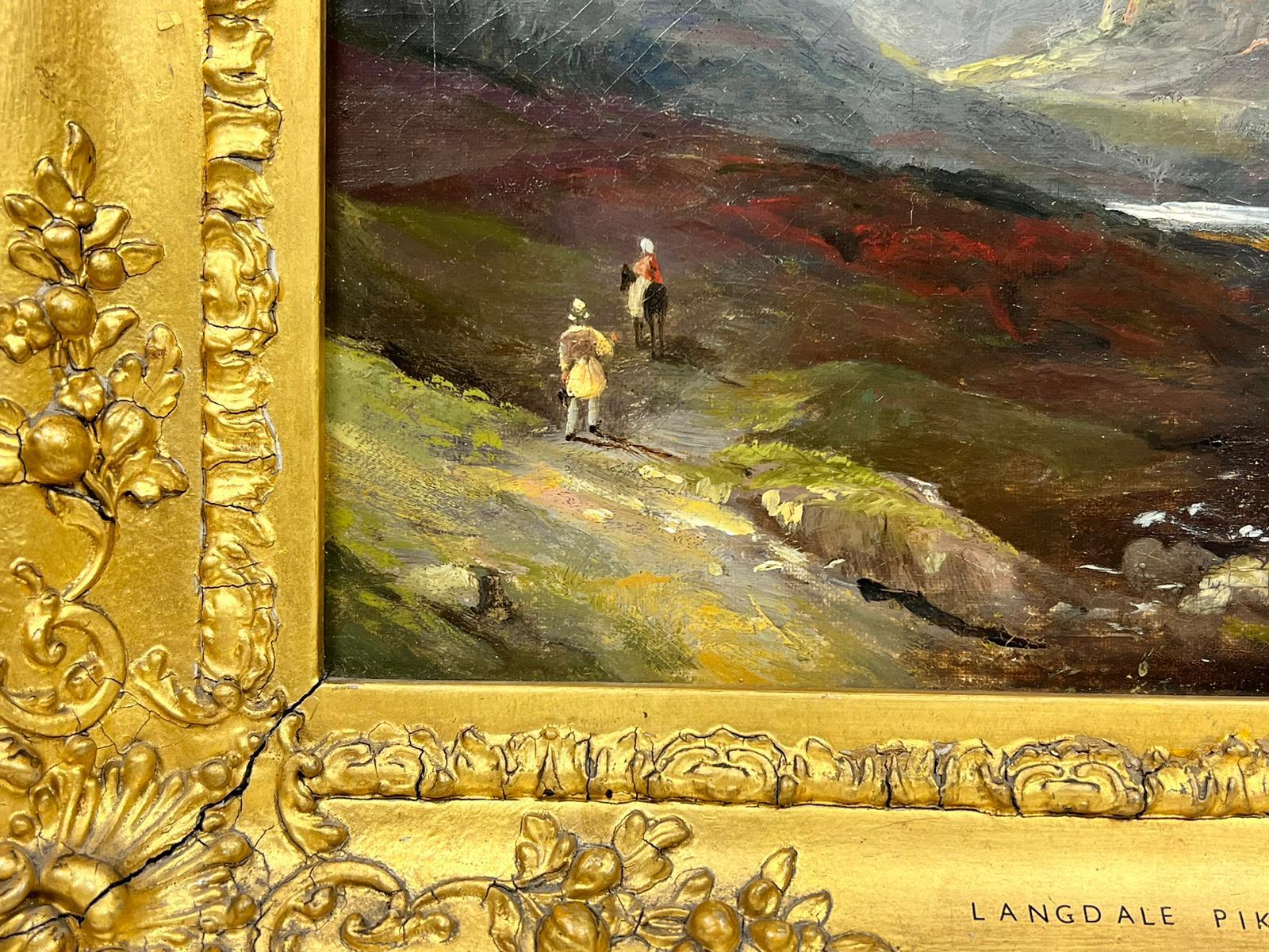 Fine Mid 19th Century Oil Majestic Lake District Mountain Valley Landscape  For Sale 3
