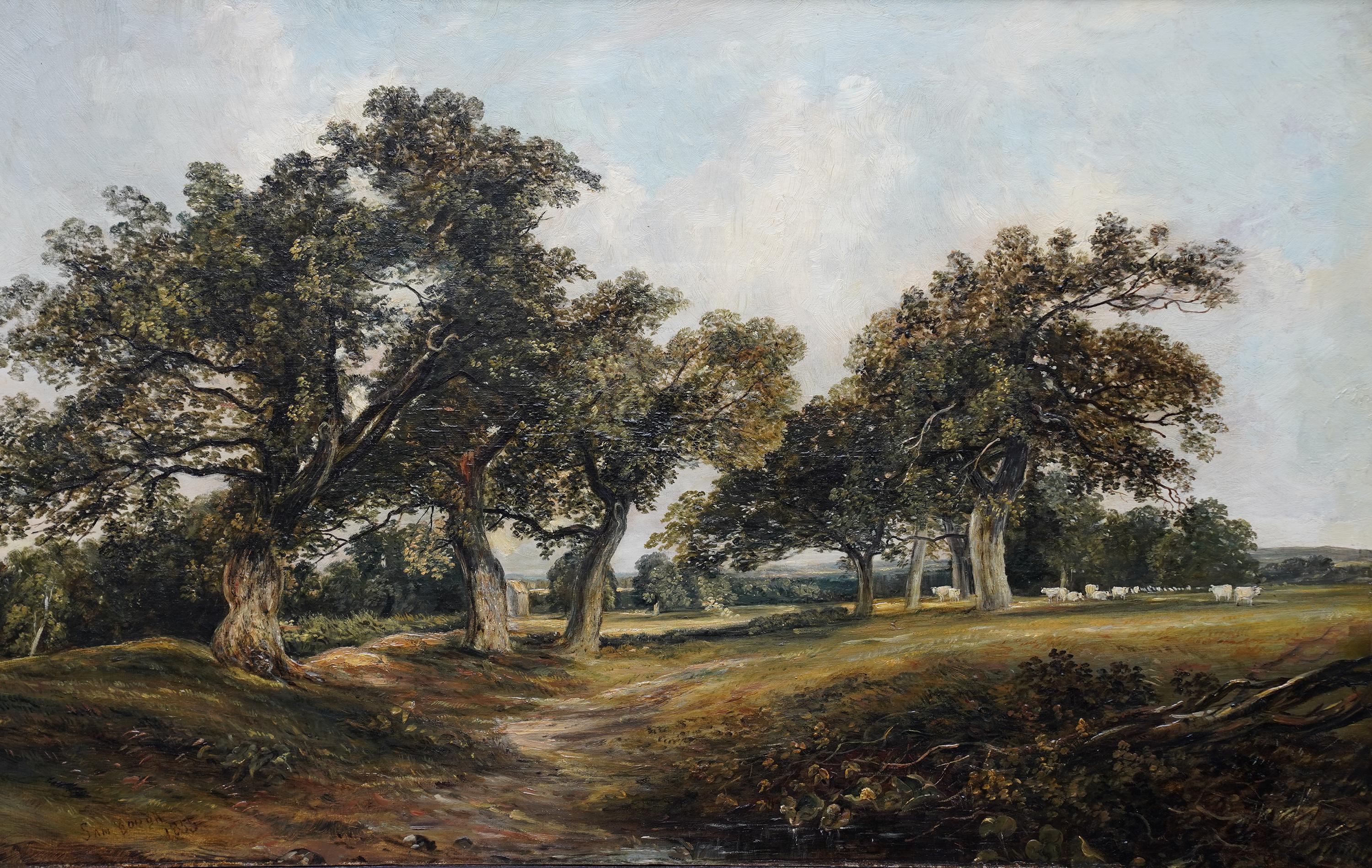 Cadzow Forest Scotland - British mid 19thC art Scottish landscape oil painting - Painting by Samuel Bough