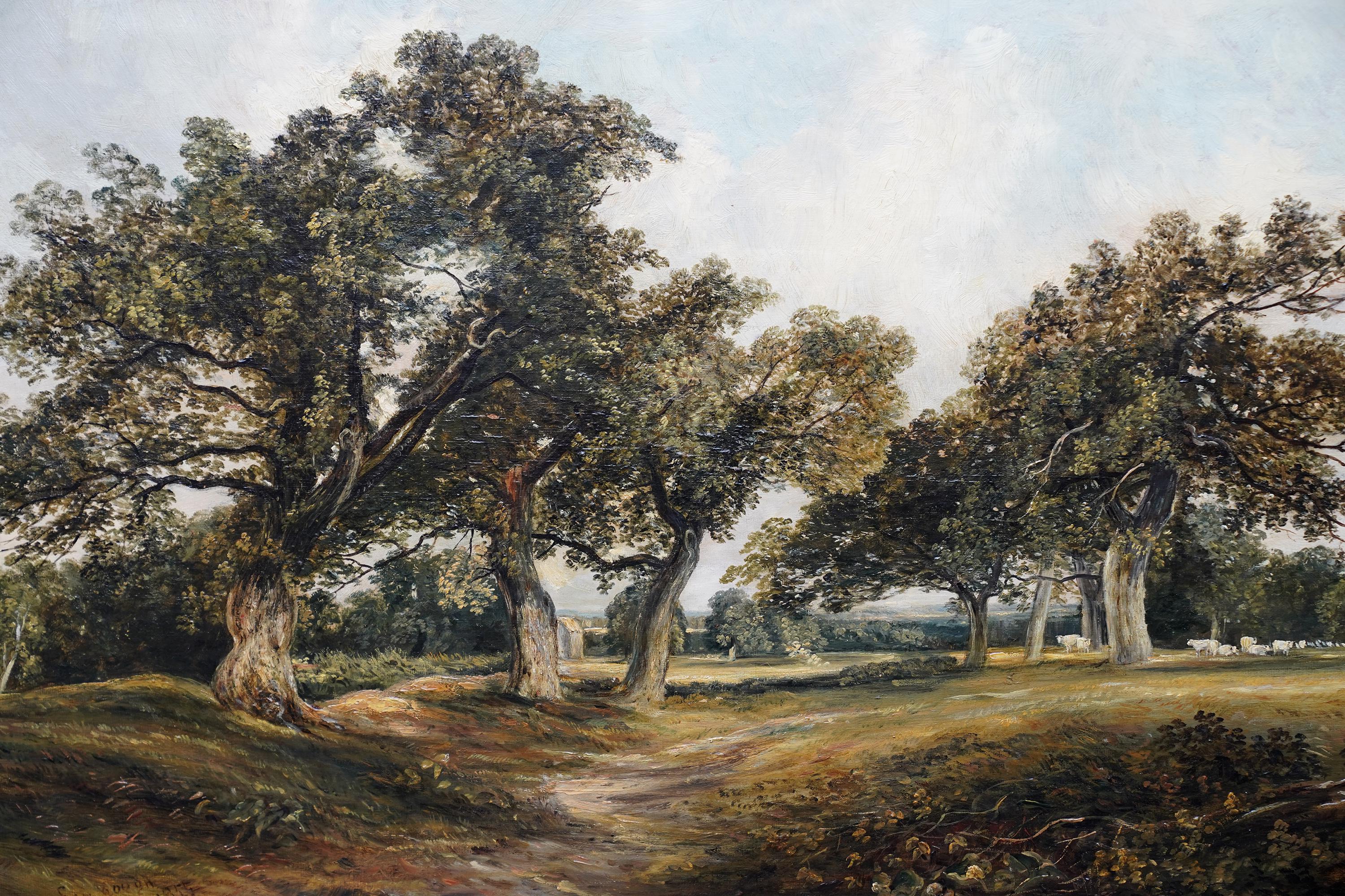 Cadzow Forest Schottland – britisches Ölgemälde einer schottischen Landschaft aus der Mitte des 19. Jahrhunderts (Realismus), Painting, von Samuel Bough